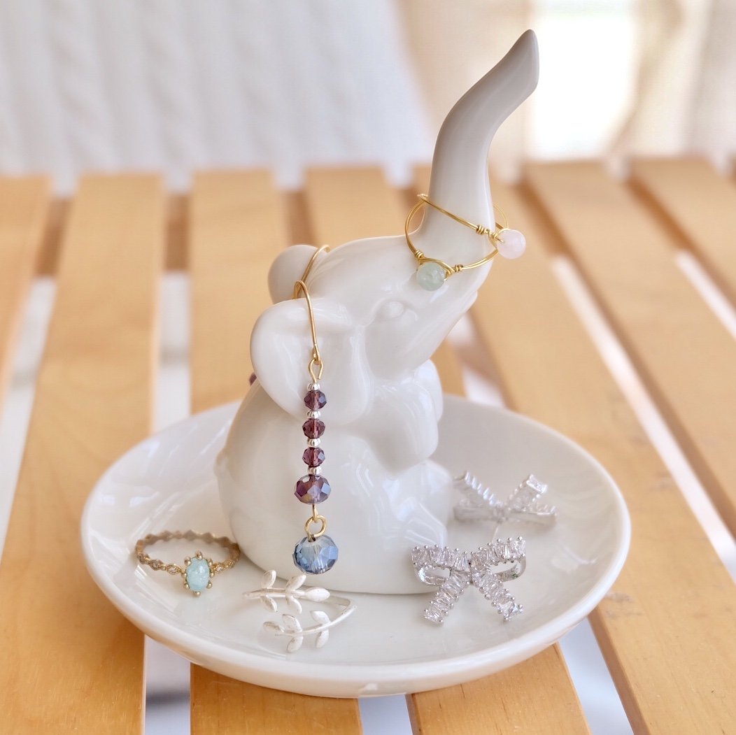 PUDDING CABIN Elephant Ring Holder Dish - Elegant Wedding, Engagement, Bridal Shower Gift for Women, Mom, Girls, Aunt, Sisters - Perfect for Christmas, Birthday, Anniversary Celebrations - Ideal for Home Decor, Jewelry Organization, and Special Occasions
