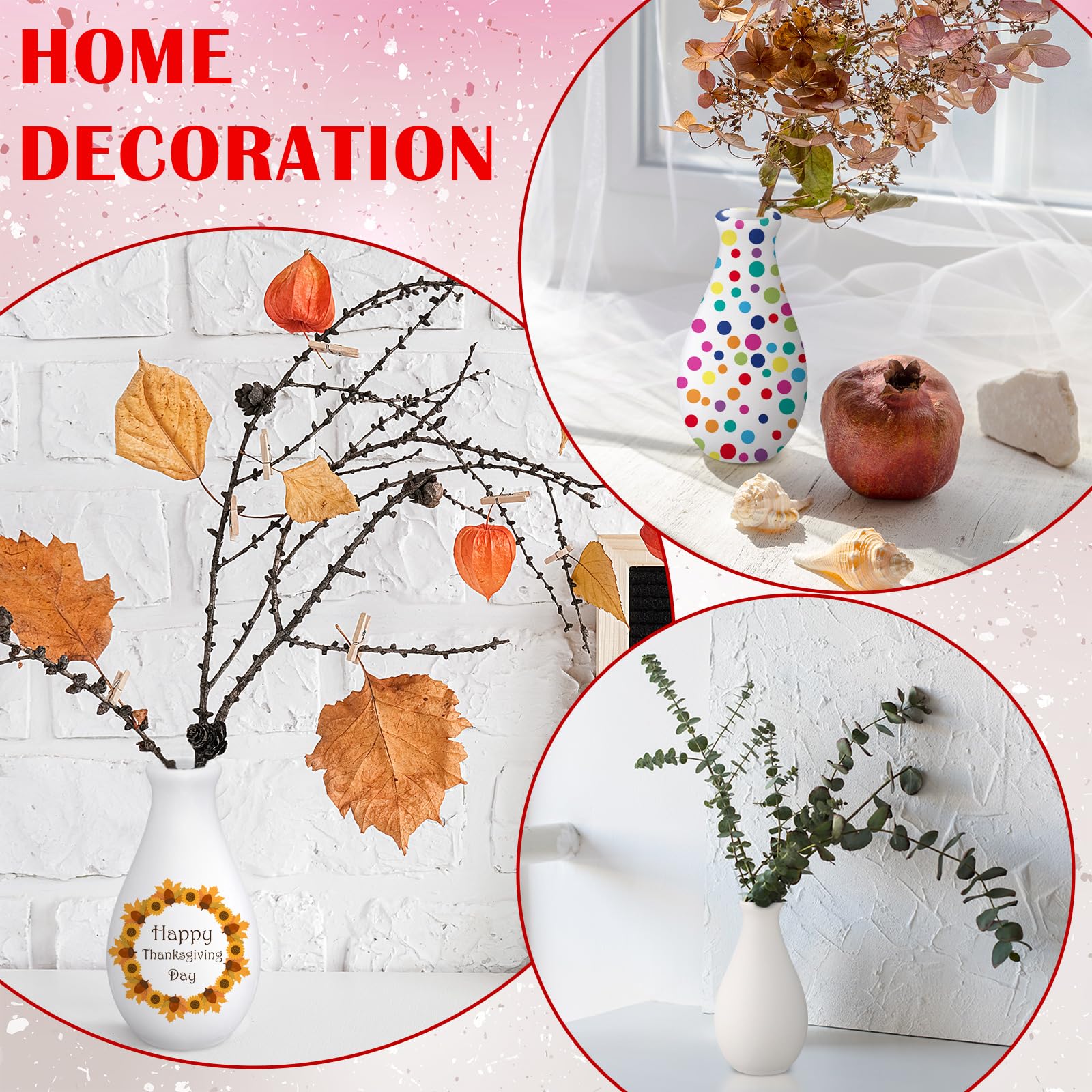 Singhoow 6-Piece DIY Porcelain Vase Painting Kit - White Ceramic Vases with Art Supplies for Adults, Valentine's Day Decor & Home Crafting Projects | Perfect for Relaxation, Gift Giving & Creative Decor