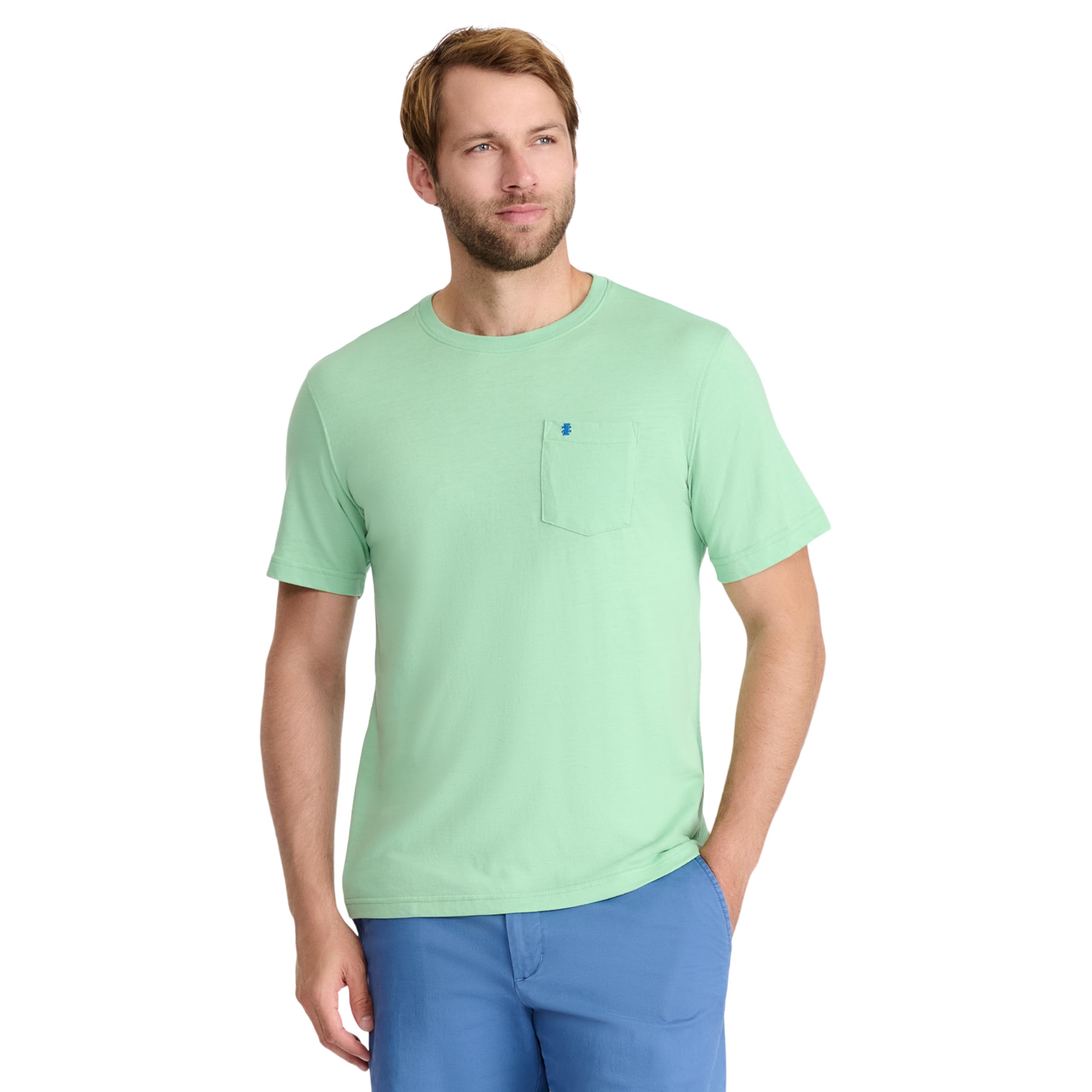 IZOD Men's Saltwater Soft Wash Pocket Crew T-Shirt - Comfortable Casual Short Sleeve Tee for Beach, Fishing & Outdoor Activities