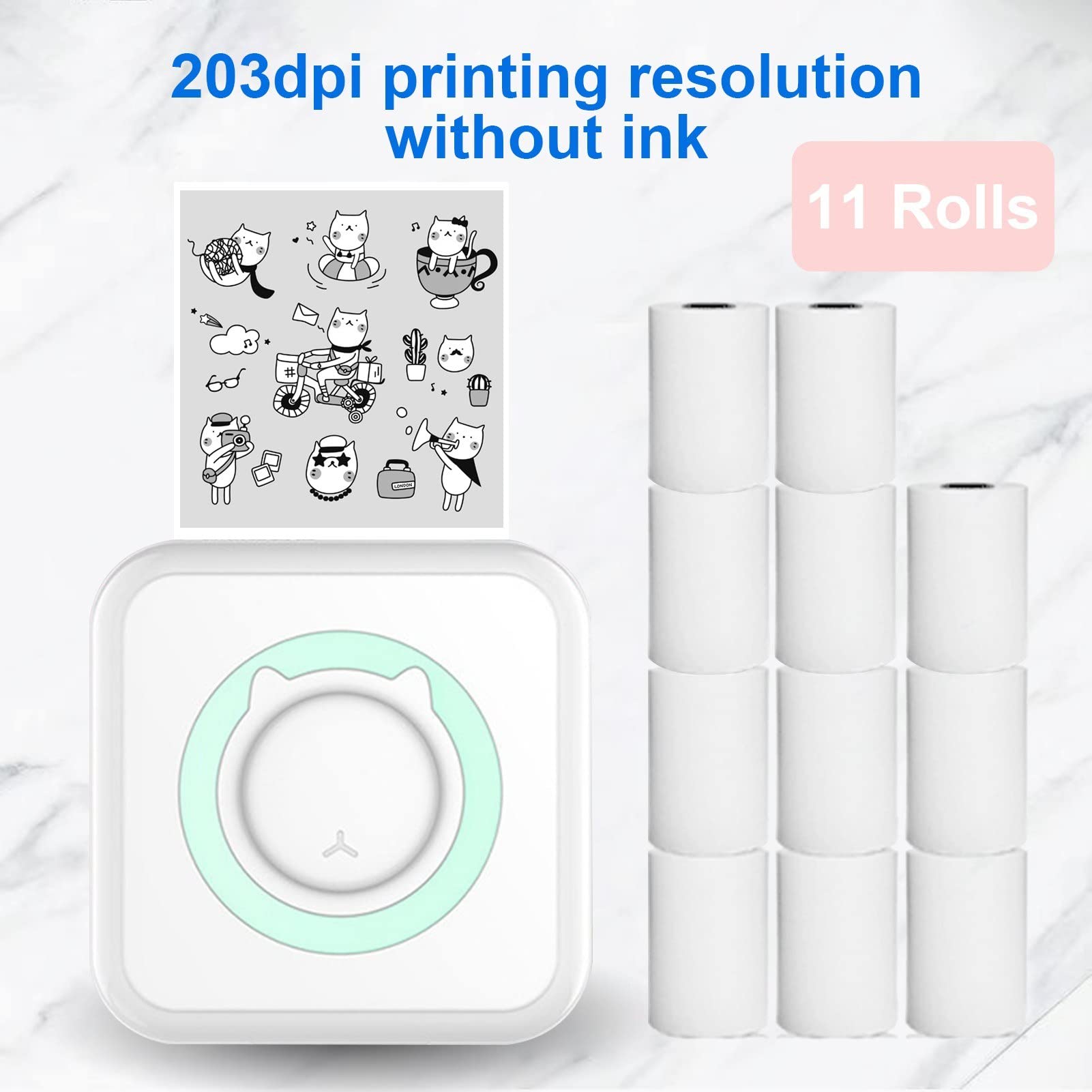 BRAWL ATHLETIX All-in-One Wireless Photo Printer - Portable Mini Printer with Bluetooth, Compatible with iOS & Android Smartphones - Includes 11 Paper Rolls (57mm) - Perfect for Travel, Parties, and Instant Photo Printing