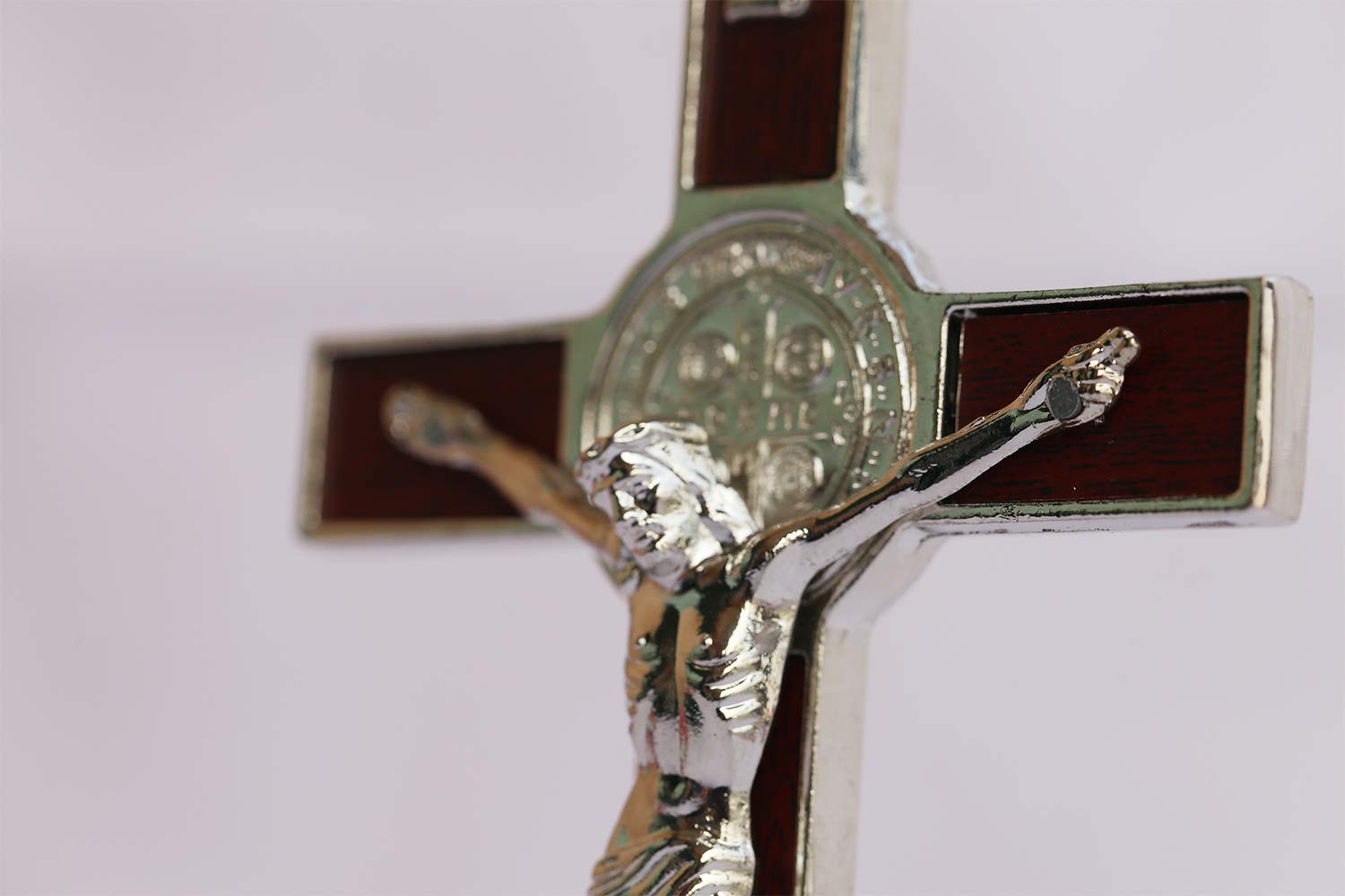 8 Inch Metal & Wood Crucifix Table Cross - Catholic Prayer Cross with Stand for Home Altar, Church, and Meditation Decor | Perfect for Daily Devotion, Gift, and Spiritual Decorations