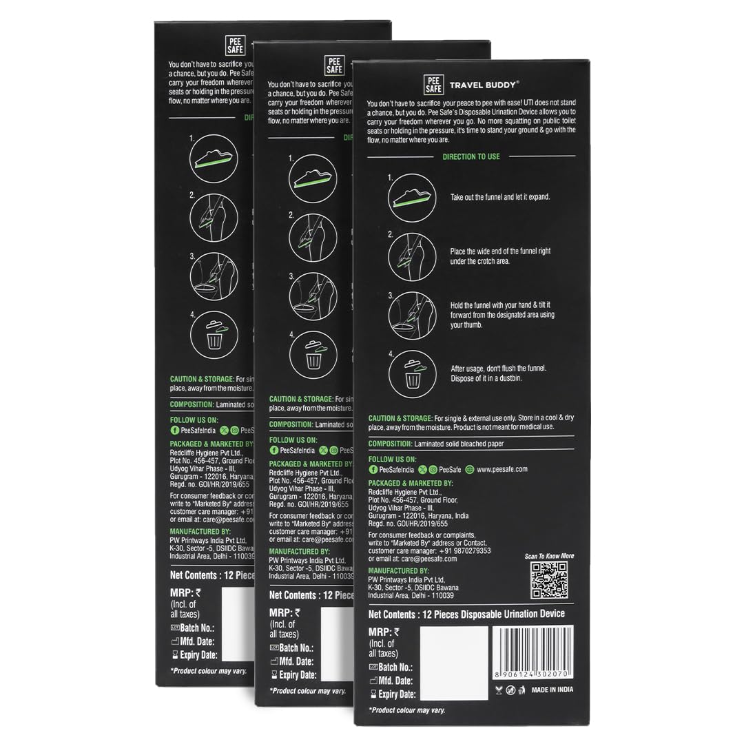 Pee Safe Foldable & Disposable Female Urination Device - 36 Pack | Portable Female Urinal for Women, Pregnant Ladies, Arthritis Patients & Travelers | Compact & Hygienic | Reduces UTI Risk | Perfect for Camping, Hiking, Road Trips & Public Restrooms