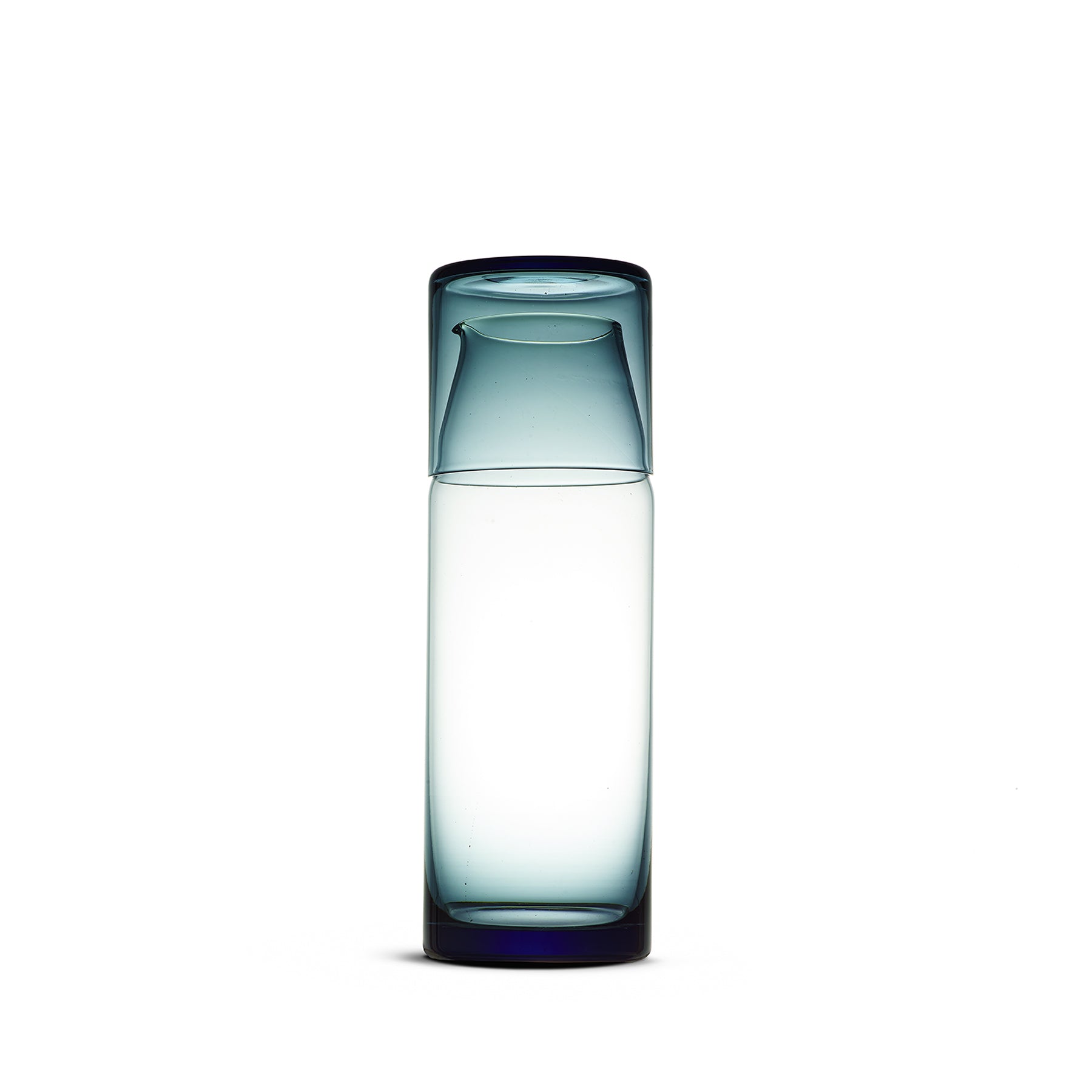 24 oz Indigo Glass Night Carafe - Insulated Water Pitcher for Bedroom, Office & Travel | Leak-Proof & BPA-Free