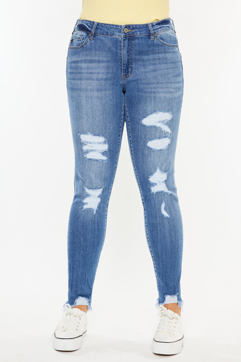 Plus Size Summer Mid Rise Super Skinny Jeans for Women - Stretch Denim Pants for Casual Outfits & Date Nights