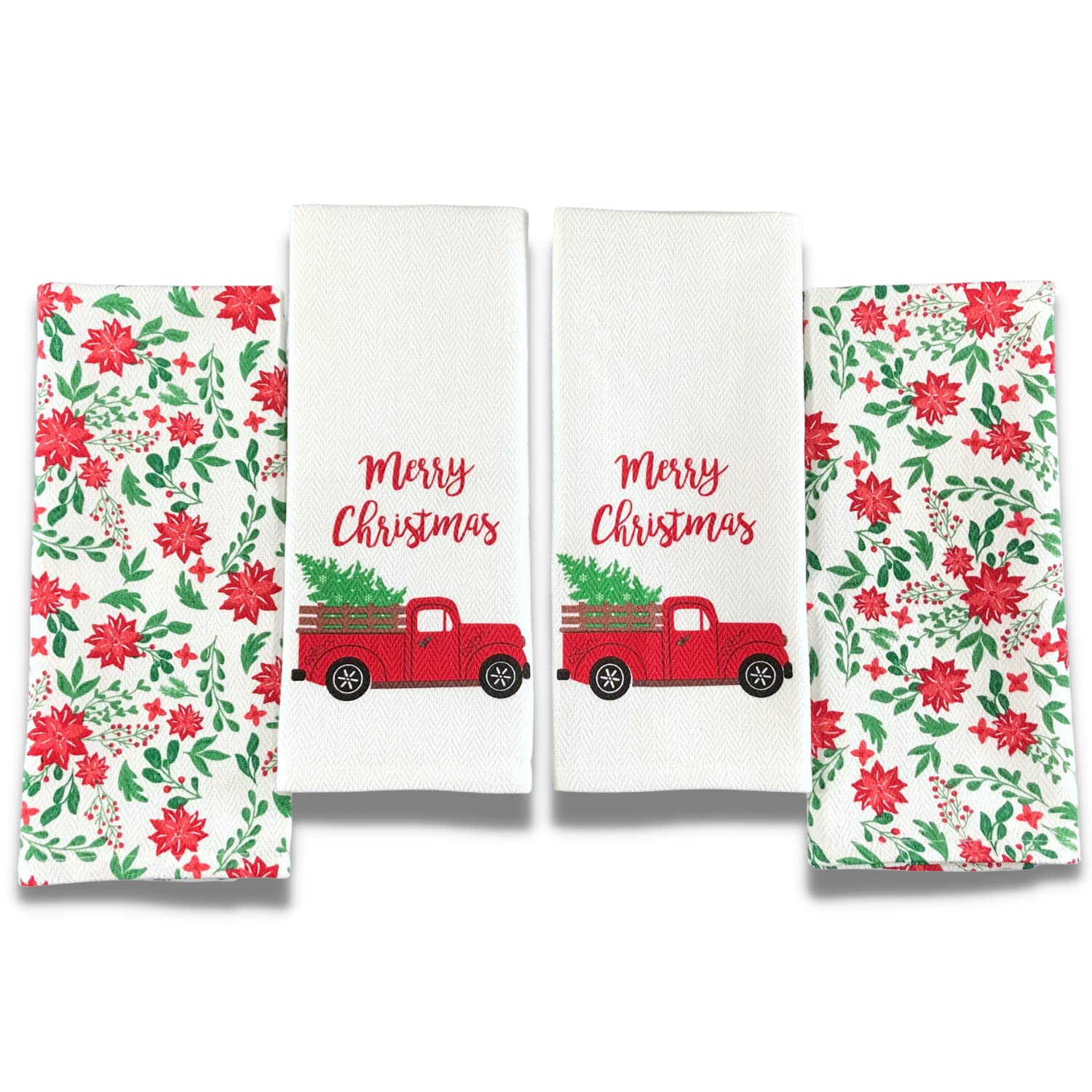 Serafina Home Farmhouse Christmas Kitchen Hand Towels - Cotton Weave Checkered Print Dish Towels with Hanging Loops for Holiday Decor & Kitchen Use - Perfect for Christmas Decorations, Gift Giving & Daily Dish Drying