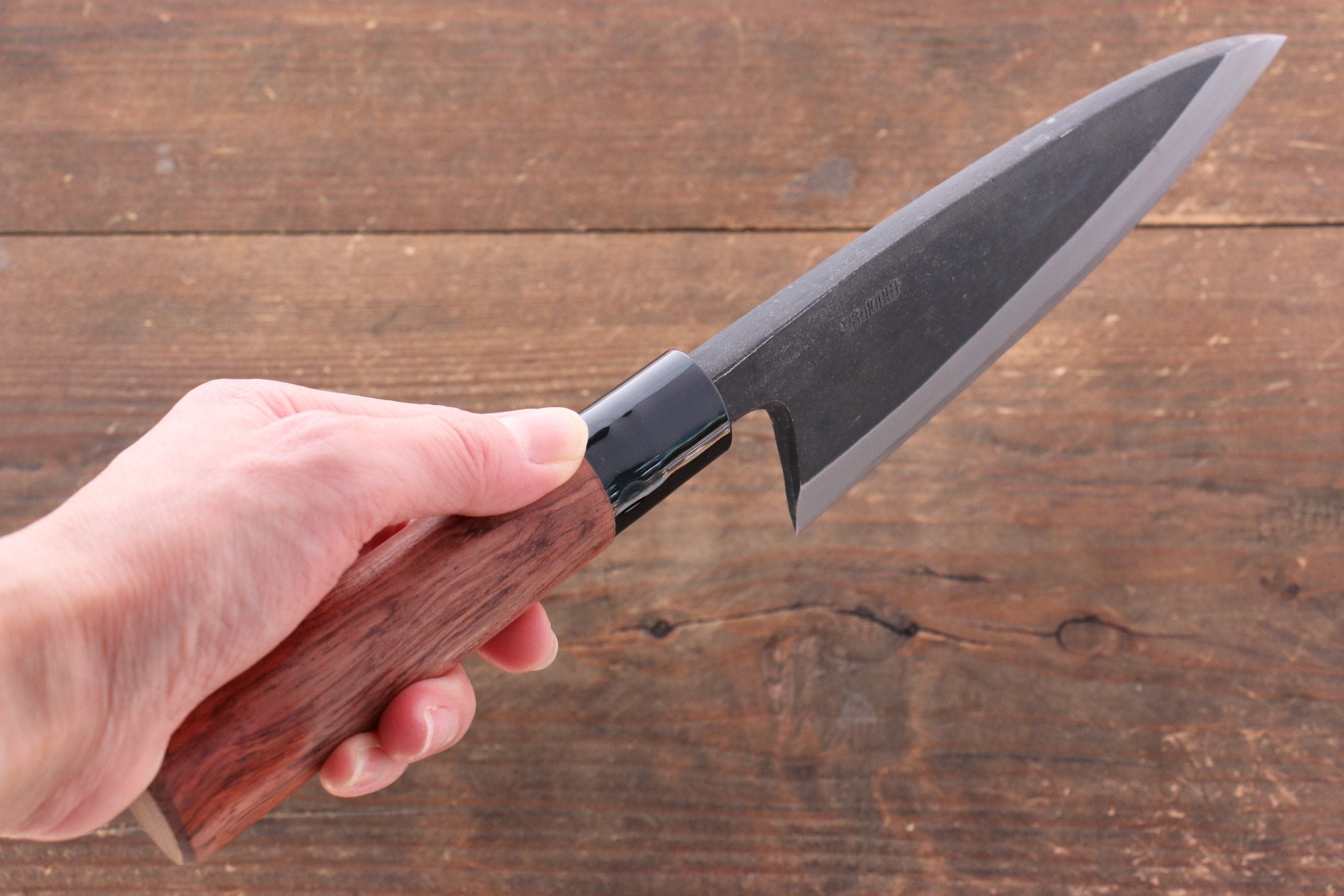 Premium Nao Yamamoto White Steel No.1 Kurouchi Deba Knife 150mm with Bubinga Wood Handle - Japanese Chef Knife for Sushi, Fish Filleting & Meat Cutting