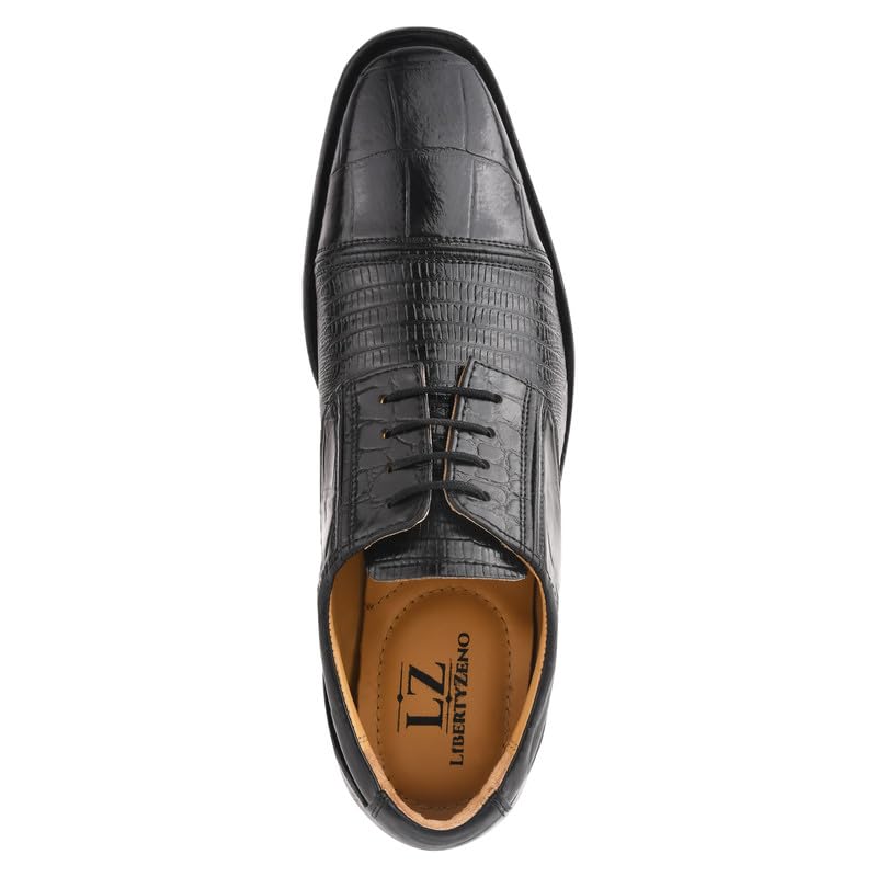 **LIBERTYZENO Boys Genuine Leather Oxford Dress Shoes with EEL Print – Lace-Up Formal Shoes for Kids, Easter Gift, School, Church & Special Occasions**