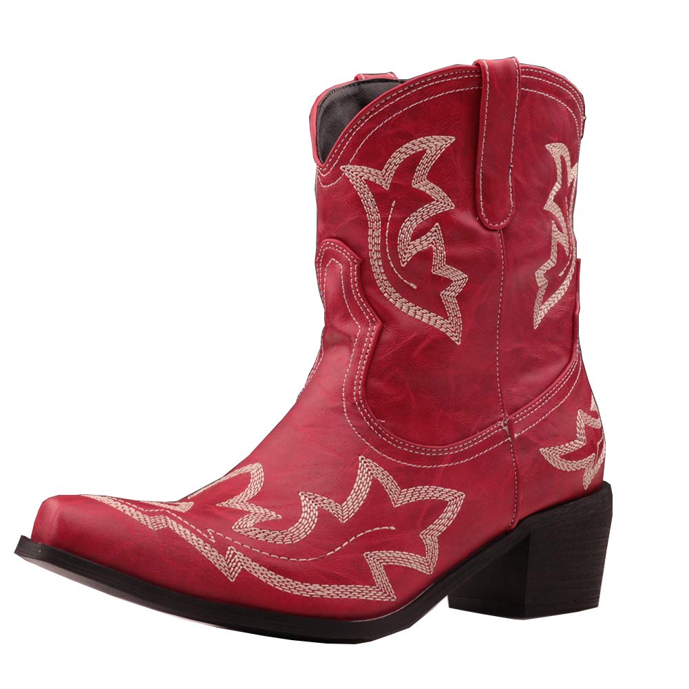 SO SIMPOK Women's Classic Cowgirl Boots - Retro Western Ankle Boots with Embroidered Design for Ladies | Perfect for Country Dancing, Rodeo Events & Western Fashion Outfits