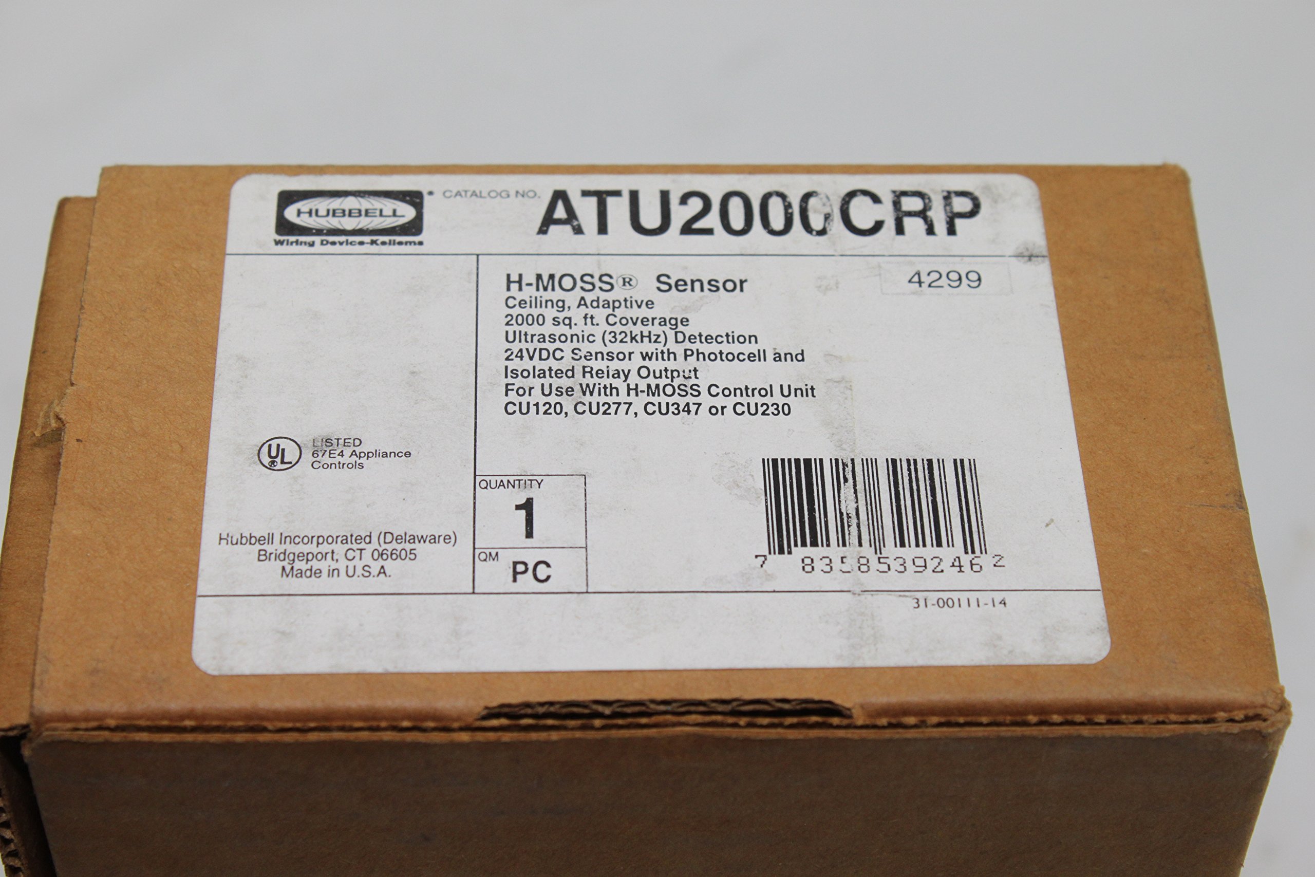 Hubbell ATU2000CRP White Ceiling Sensor with Adaptive Technology - Ultrasonic & Photocell Detection, Isolated Relay, 2000sqft Max Range - Perfect for Smart Homes, Offices, and Commercial Spaces