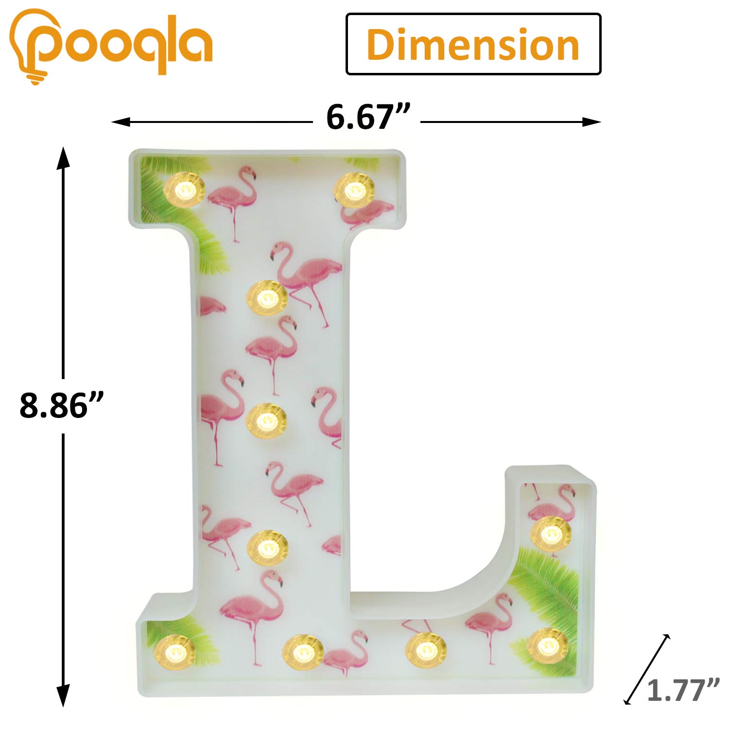 Pooqla Marquee LED Letter Lights - Tropical Luau Party Decor with Flamingos & Palm Trees | Hawaiian Themed Birthday Party Supplies, Bedroom Wall Decor & Table Centerpieces | Perfect for Beach Parties, Summer Weddings & Tiki Bar Decorations