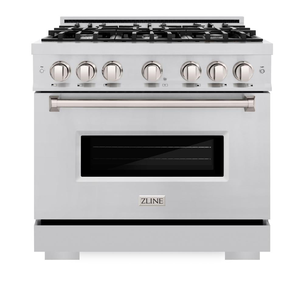 ZLINE 36 Inch 5.2 Cu. Ft. Stainless Steel Gas Range - 6 Burner Cooktop & Convection Oven (CGR36) | Professional Kitchen Appliance for Home Chefs & Cooking Enthusiasts