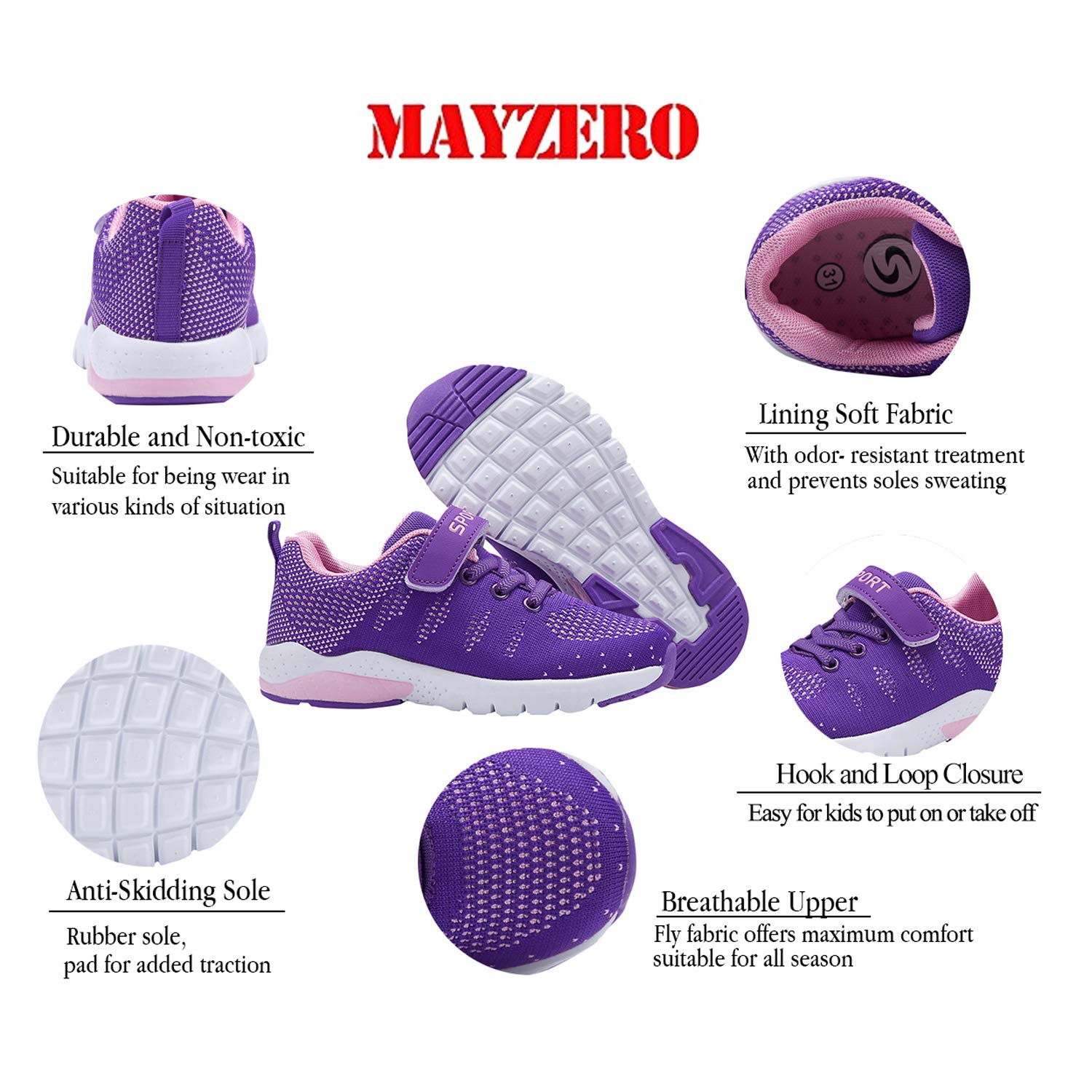 MAYZERO Kids Tennis Shoes - Breathable Lightweight Running & Walking Sneakers for Boys & Girls - Perfect for Sports, Gym, School & Outdoor Play