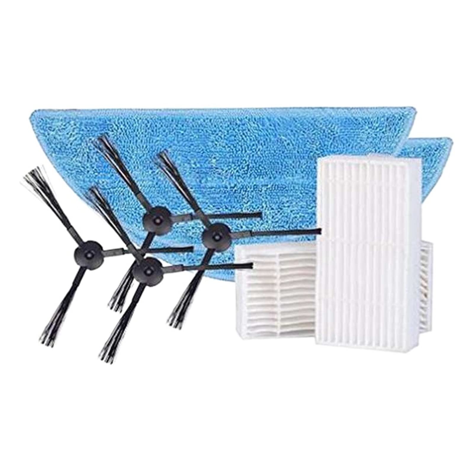 SKAFFE Vacuum Cleaner Accessories Kit - 4 Side Brushes (2 Pairs), 2 Mop Pads & 2 HEPA Filters - Compatible with iLife V50 Robot Vacuum - Perfect for Hardwood Floors, Carpets & Pet Hair Cleaning