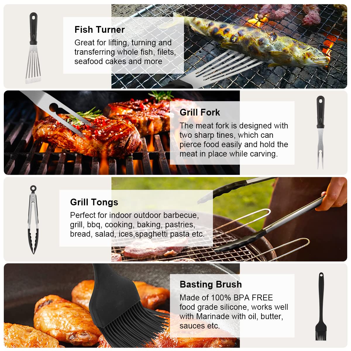 39PCS Stainless Steel Griddle Accessories Kit - BBQ Grill Tools Set for Blackstone & Camp Chef - Includes Spatula, Basting Cover, Chopper, Scraper, Bottle, Tongs & Egg Mold - Perfect for Outdoor Cooking, Camping & Backyard Grilling Parties