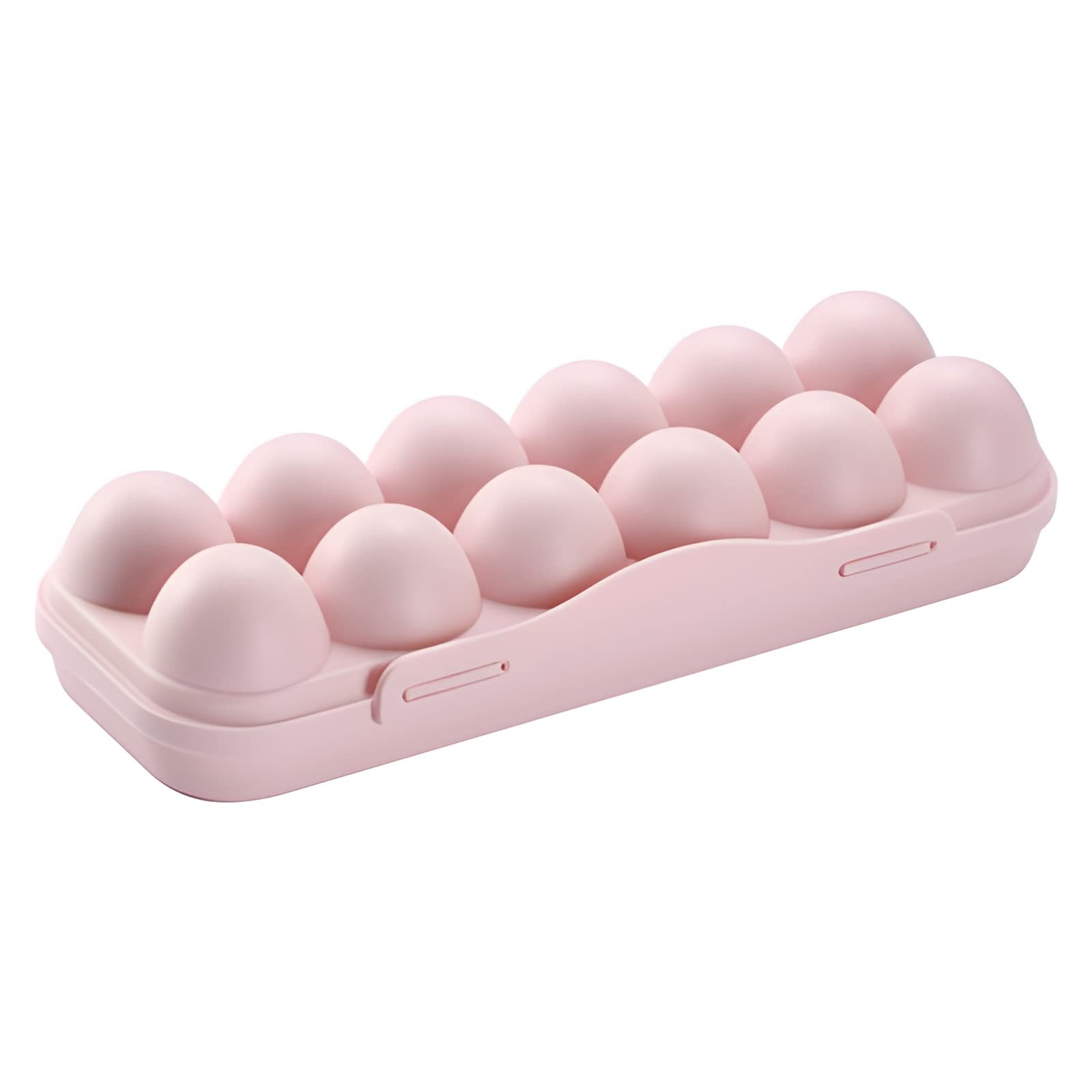 12-Slot Large Capacity Plastic Egg Storage Container - Stackable Refrigerator Organizer for Fresh Eggs, Perfect for Fridge, Picnic, Hiking & Travel (Pink) | Durable Outdoor Egg Holder for Camping & Kitchen Use