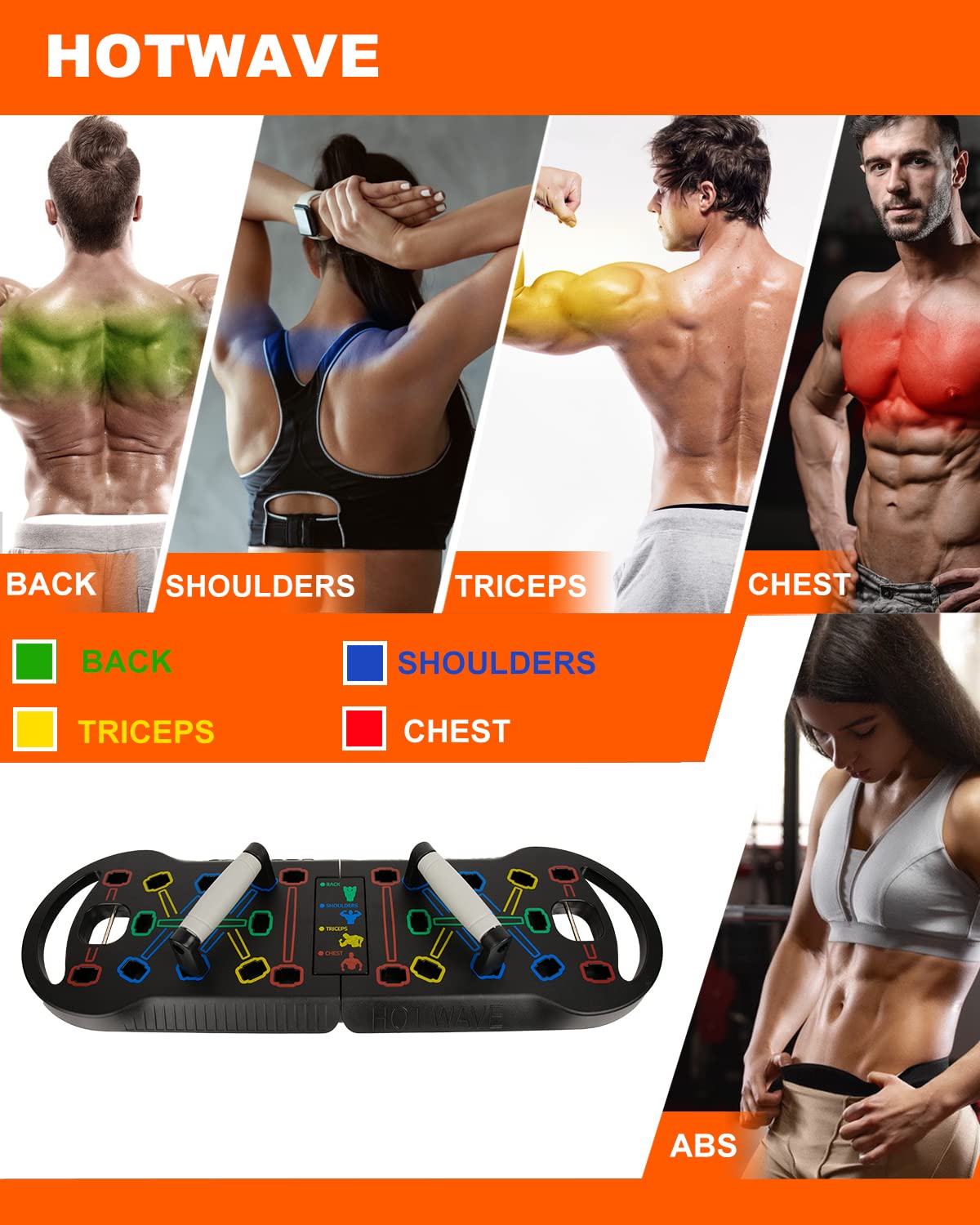 HotWave 20-in-1 Portable Home Gym Set with Push Up Board, Resistance Bands & Ab Roller Wheel - 16 Piece Fitness Equipment for Full Body Workout at Home, Travel & Small Spaces