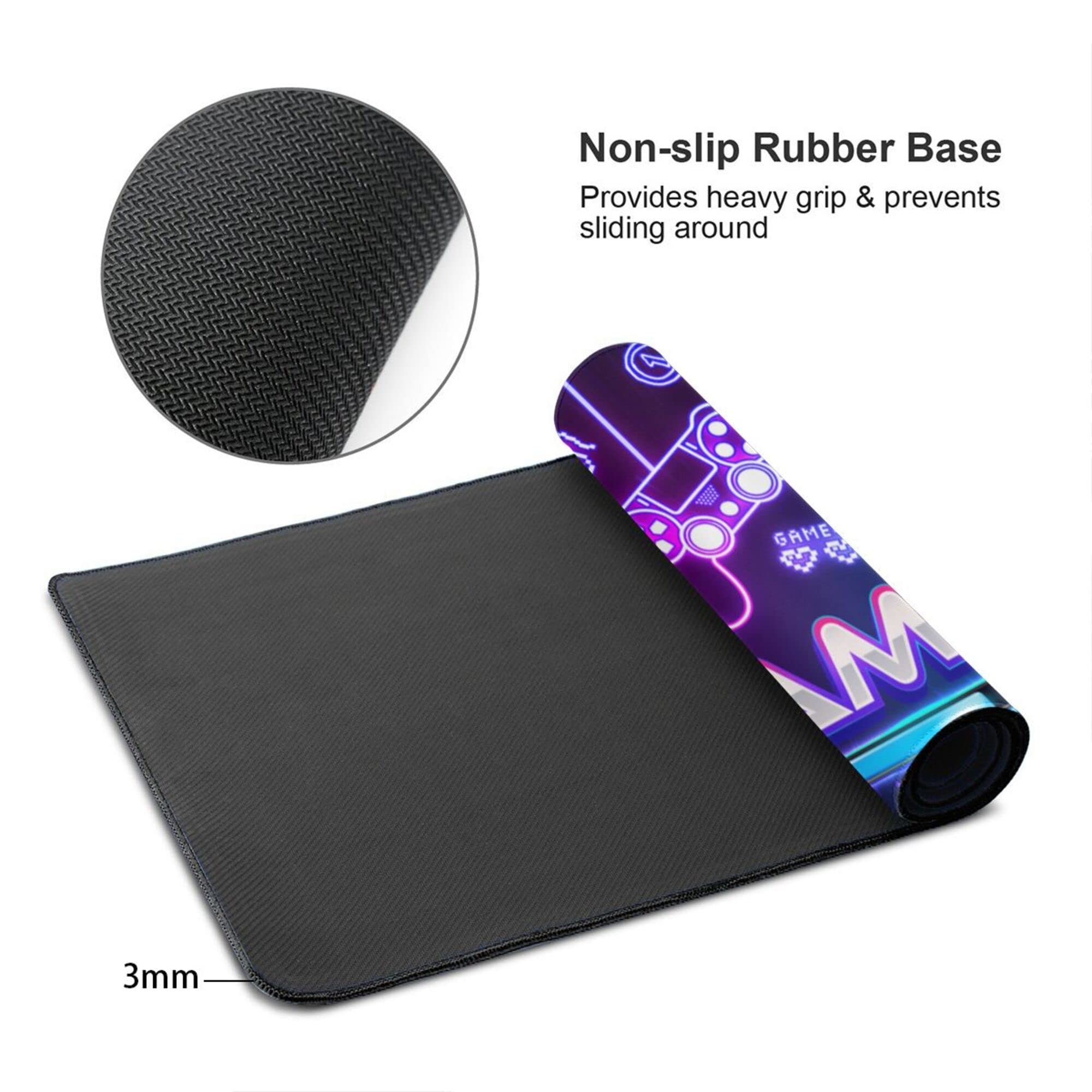 Large Extended Gaming Mouse Pad 31.5x11.8 Inches - Non-Slip Rubber Base with Stitched Edges, Waterproof Keyboard Mouse Mat - Colorful Gaming Theme Desk Pad for PC, Laptop, Work & Office Use - Perfect for Gamers, Programmers & Home Office Setup