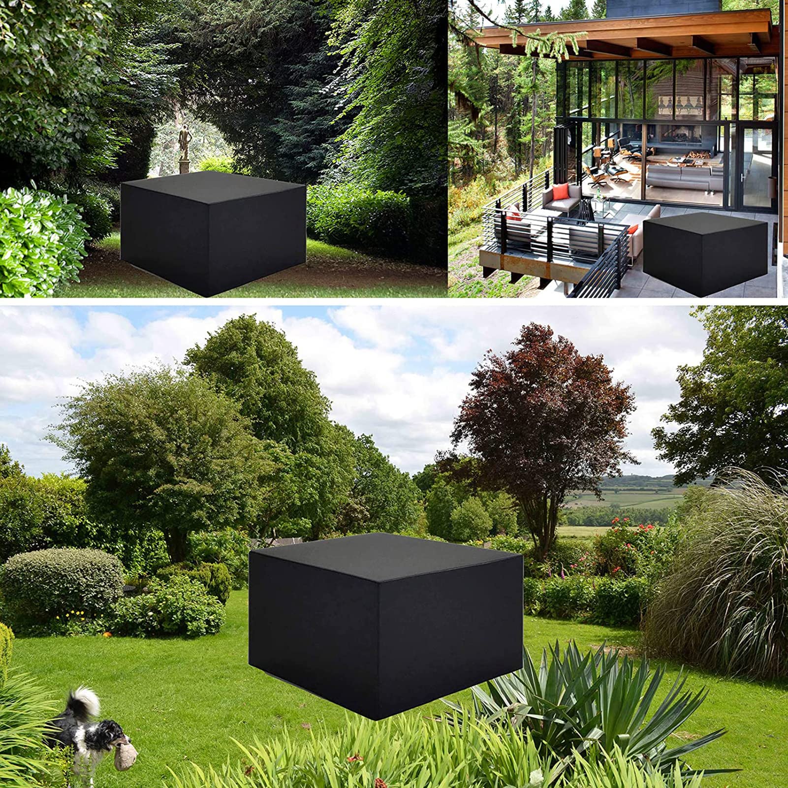 Heavy Duty 420D Waterproof Outdoor Furniture Cover 27x27x27 Inch - Durable Canvas Rectangular Patio Dining Table and Chairs Protector for All Weather Use in Backyard, Garden, and Deck