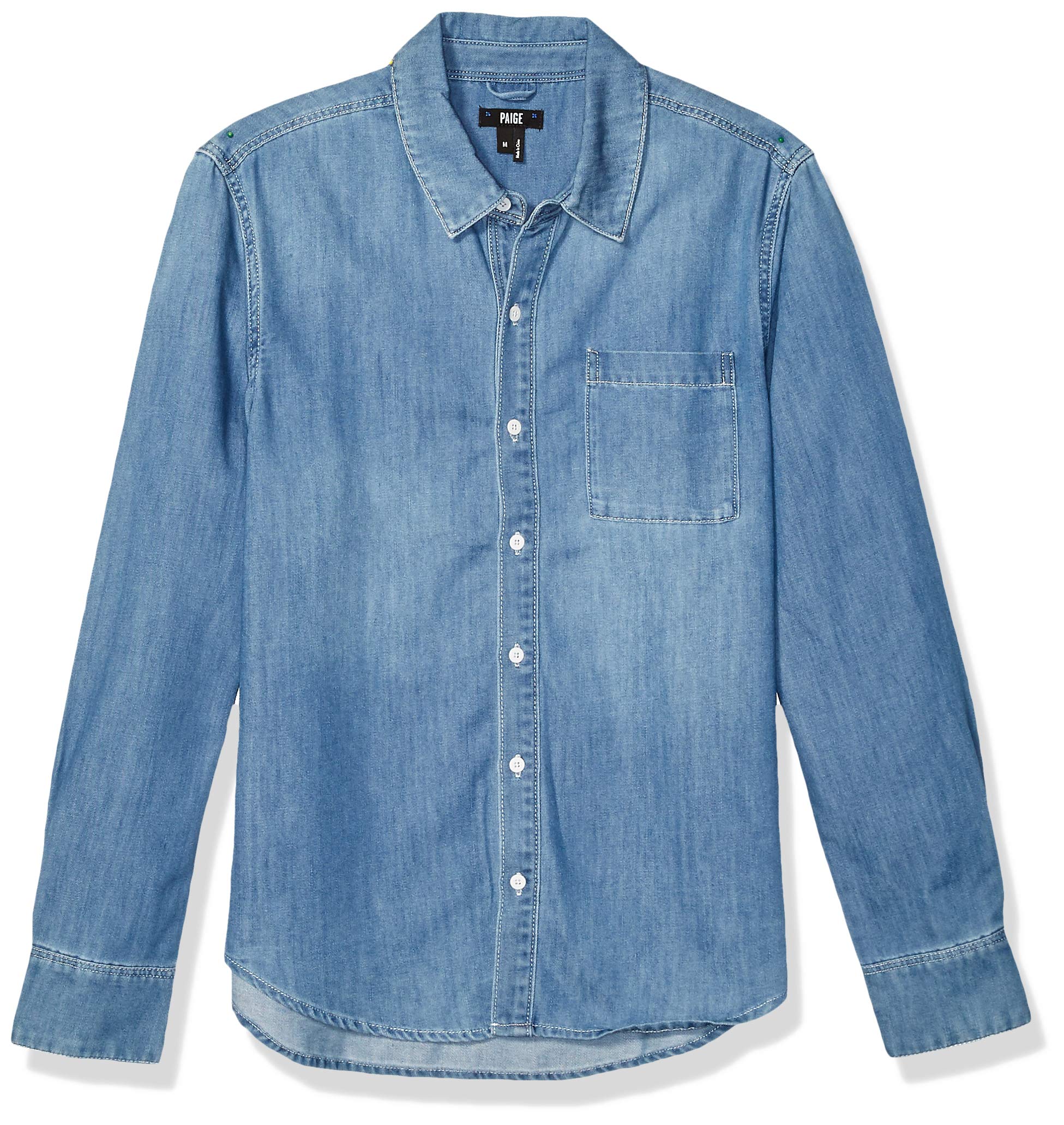 PAIGE Men's Bedford Denim Shirt - Classic Fit Button Down Casual Shirt for Men | Perfect for Everyday Wear, Date Night & Outdoor Activities