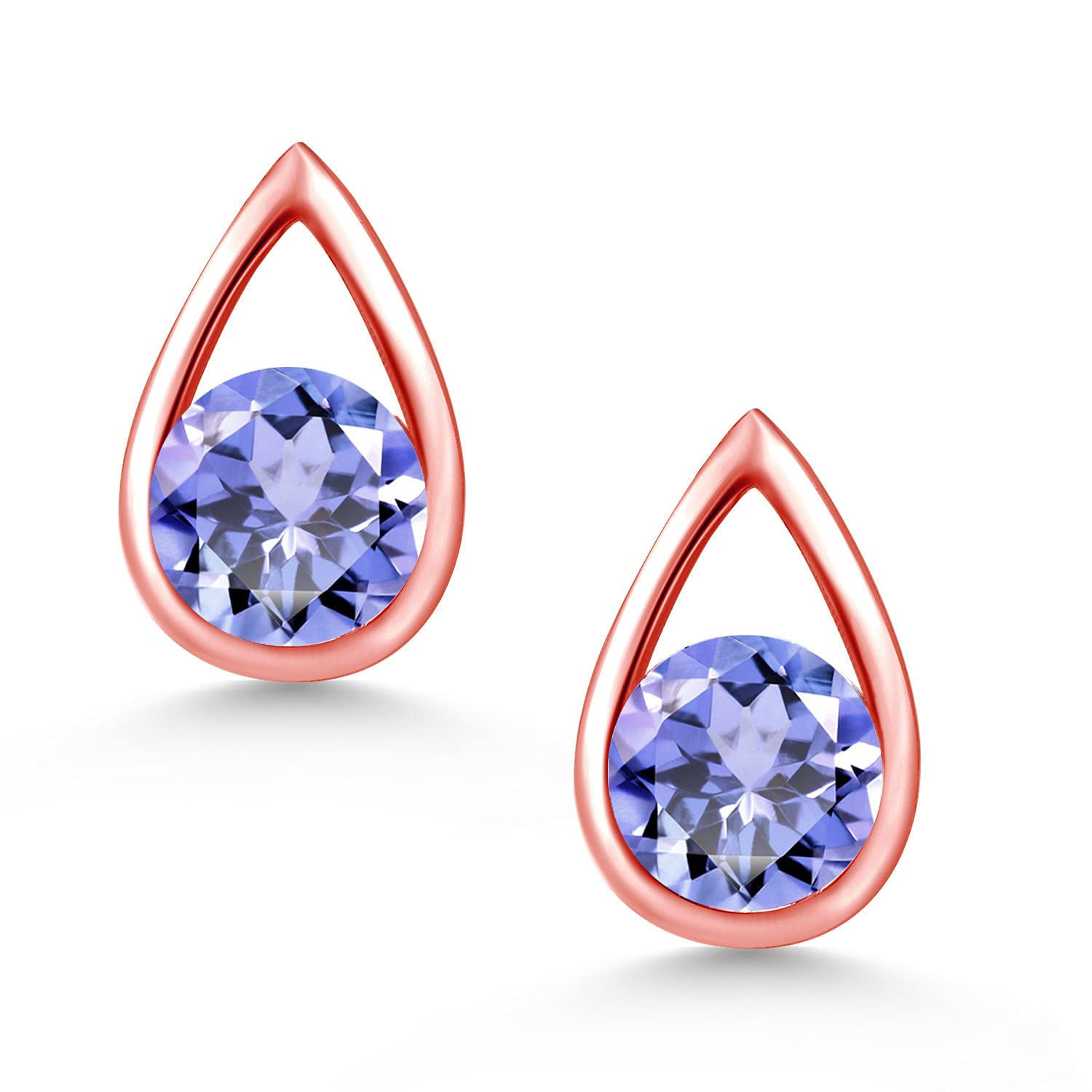 Gem Stone King Teardrop Stud Earrings for Women & Men | 18K Rose Gold Plated Sterling Silver | 5MM Round Cut Birthstone Jewelry | Fine Gifts for Her, Mom, Wife | Perfect for Birthdays, Anniversaries & Special Occasions
