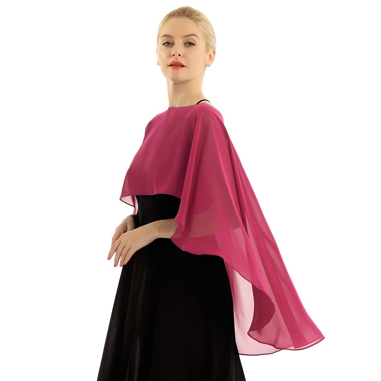 Elegant Chiffon High-Low Shawl Wrap for Women - Perfect for Weddings, Evening Dresses & Special Occasions | Lightweight Cape Shrug for Parties, Prom & Formal Events
