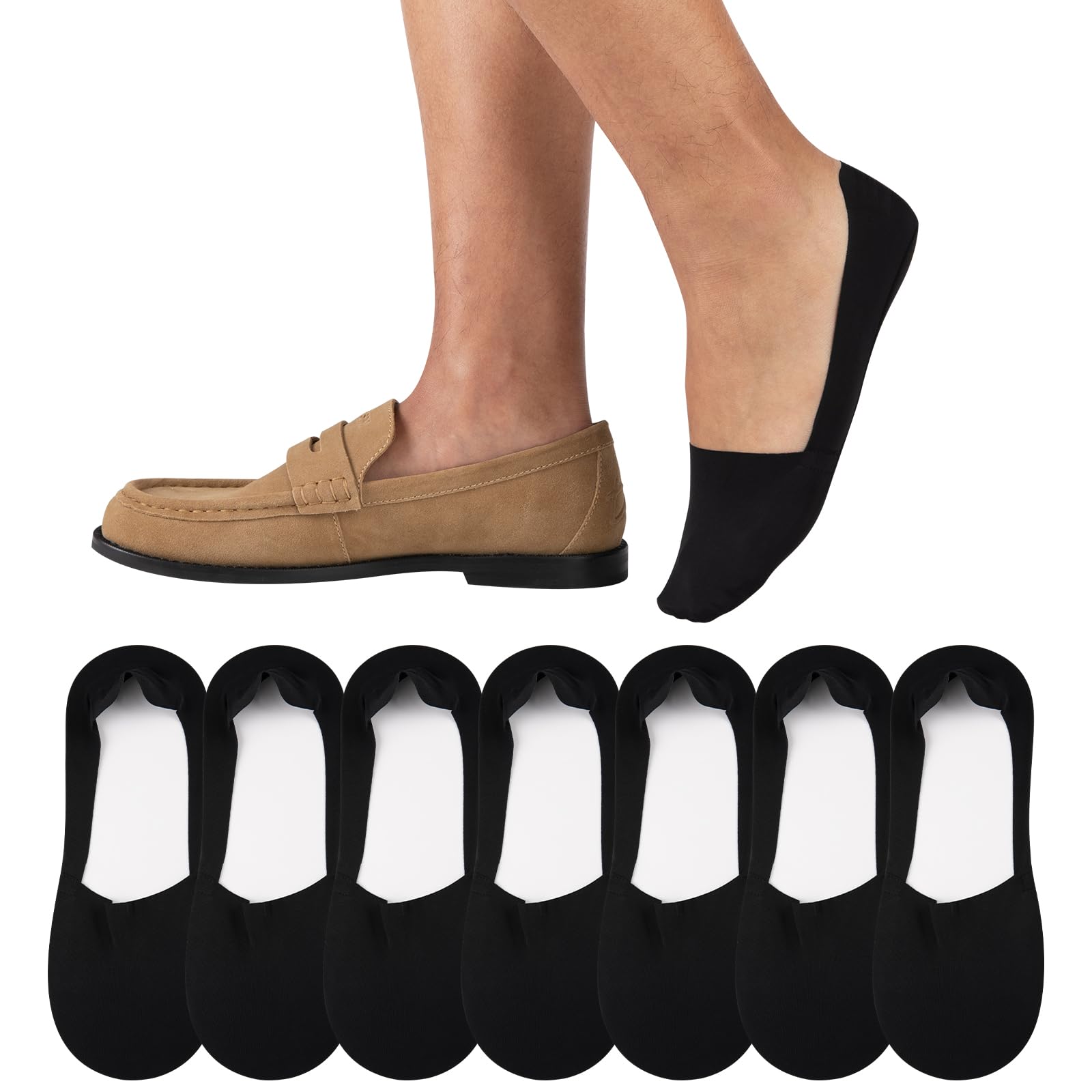 Heatuff 7 Pairs Men's No Show Socks - Non Slip Low Cut Invisible Liner Socks, Breathable & Thin for Casual Wear, Sneakers, Boat Shoes & Everyday Comfort