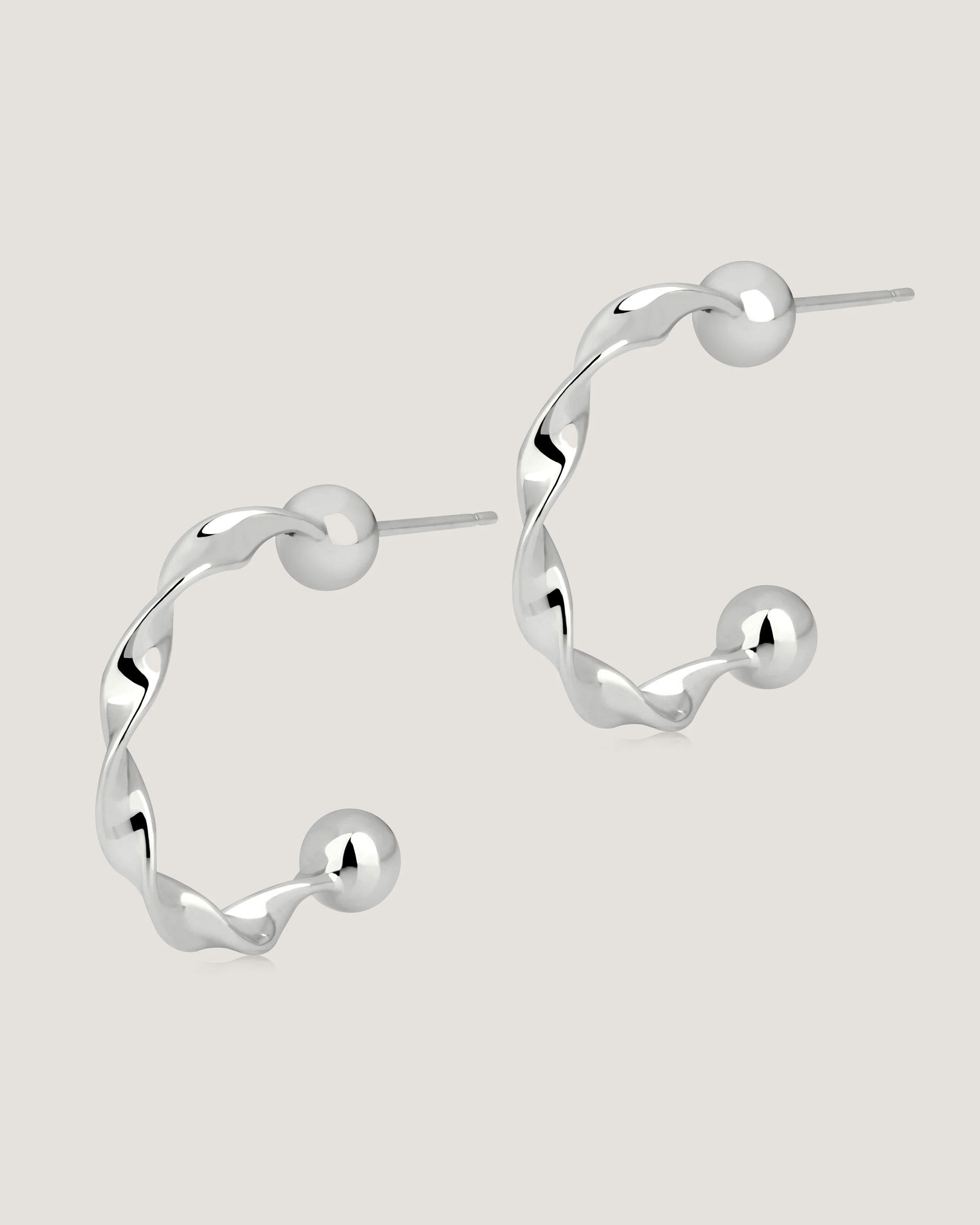 Crescent Twisted Hoop Earrings - Sterling Silver 925 Dangle Hoops for Women - Perfect for Everyday Wear, Date Night & Special Occasions