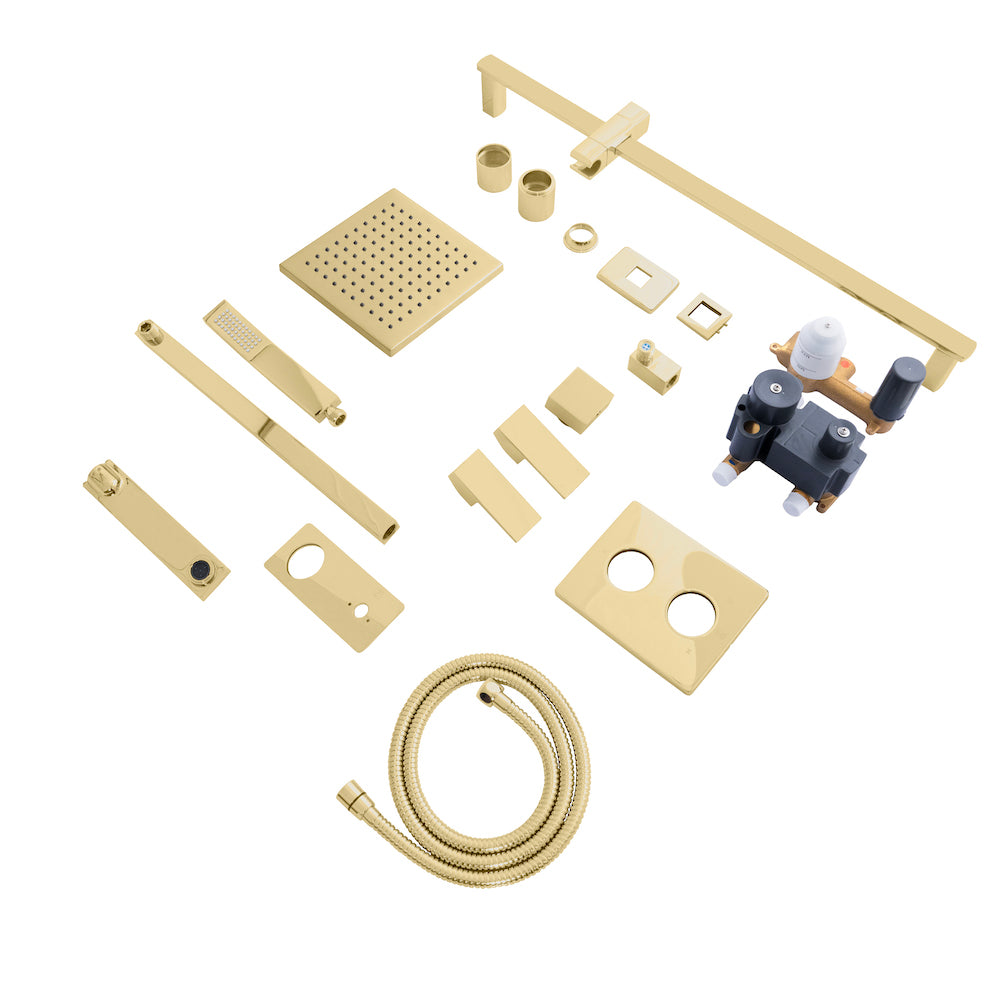 ZLINE Bliss Rainfall Shower System in Polished Gold - Luxury Bathroom Fixture with Adjustable Showerhead for Spa-Like Experience | Perfect for Master Bathrooms & Modern Home Renovations