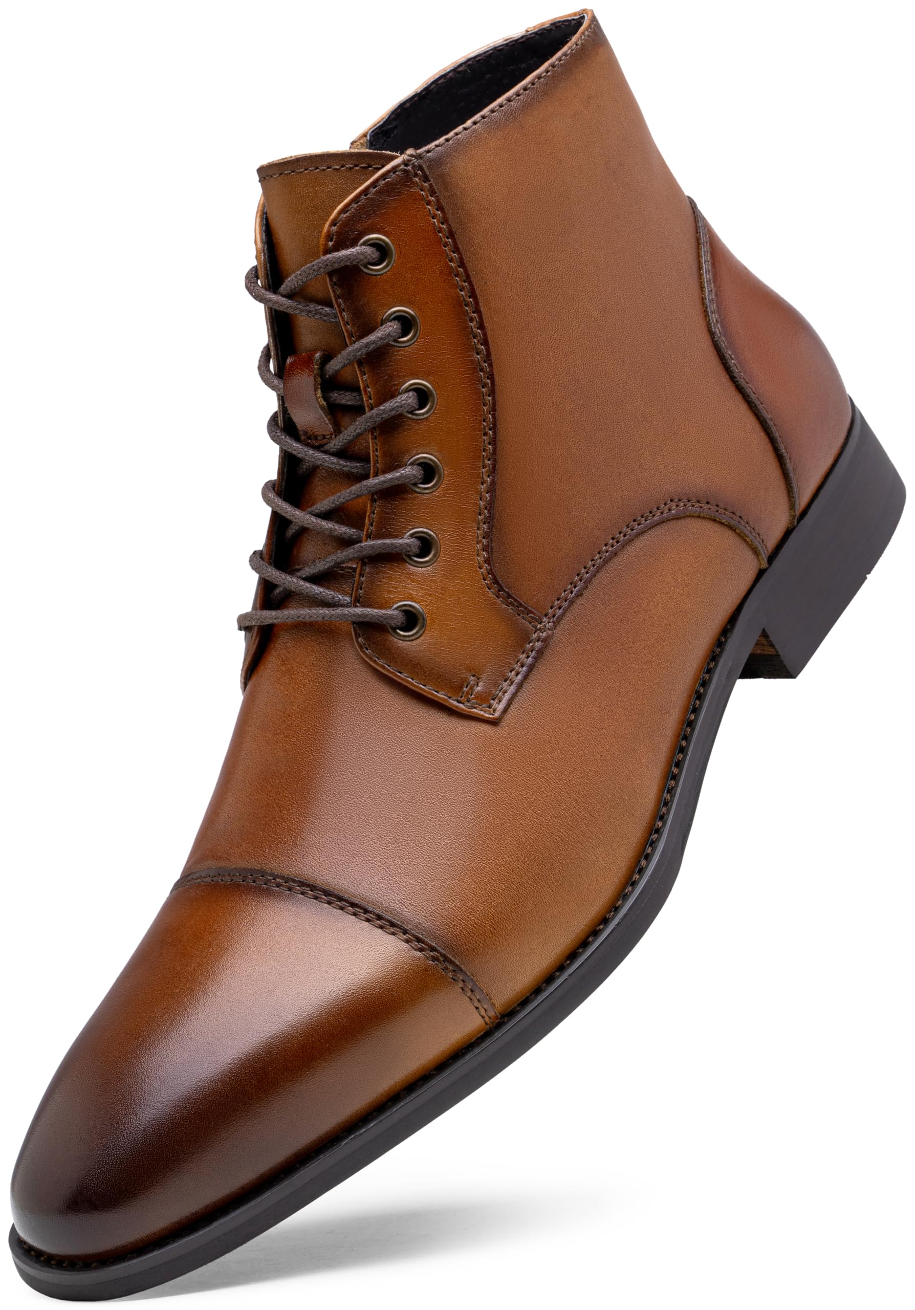 Jousen Men's Leather Dress Boots | Cap-Toe Fashion Boots for Men | Stylish & Comfortable Formal & Casual Wear | Perfect for Office, Parties & Outdoor Events