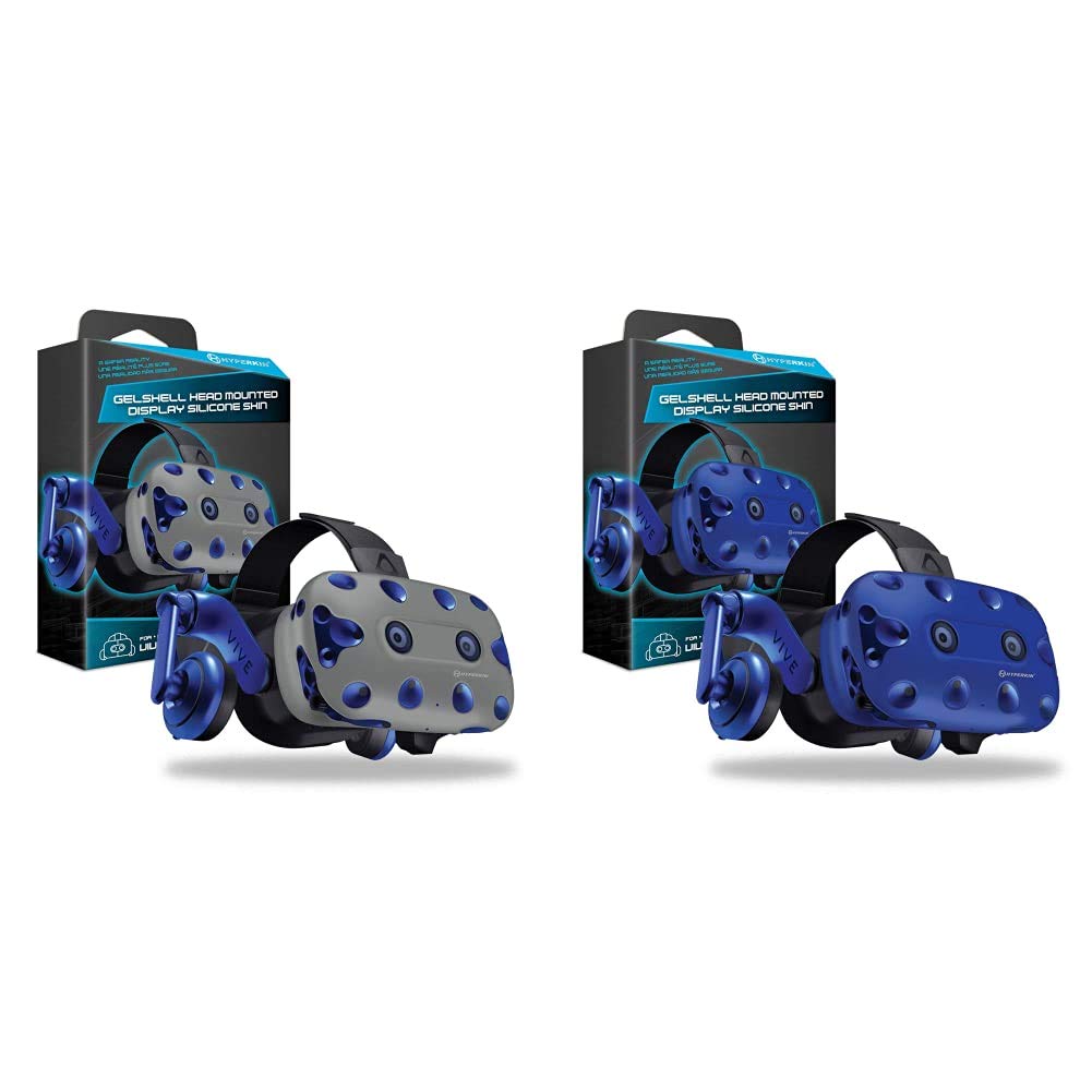 Hyperkin GelShell Silicone Skin Cover for HTC Vive Pro VR Headset - Gray & Blue - Protective Case for Gaming, Virtual Reality & Esports