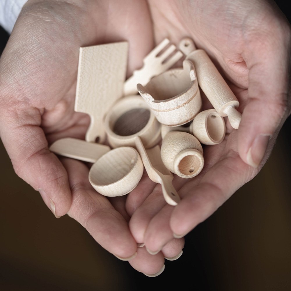 Miniature Wooden Kitchen Accessories Set - Tiny Utensils & Cookware for Dollhouse, DIY Crafts, and Miniature Displays - Perfect for Kids Play, Collectors, and Home Decor
