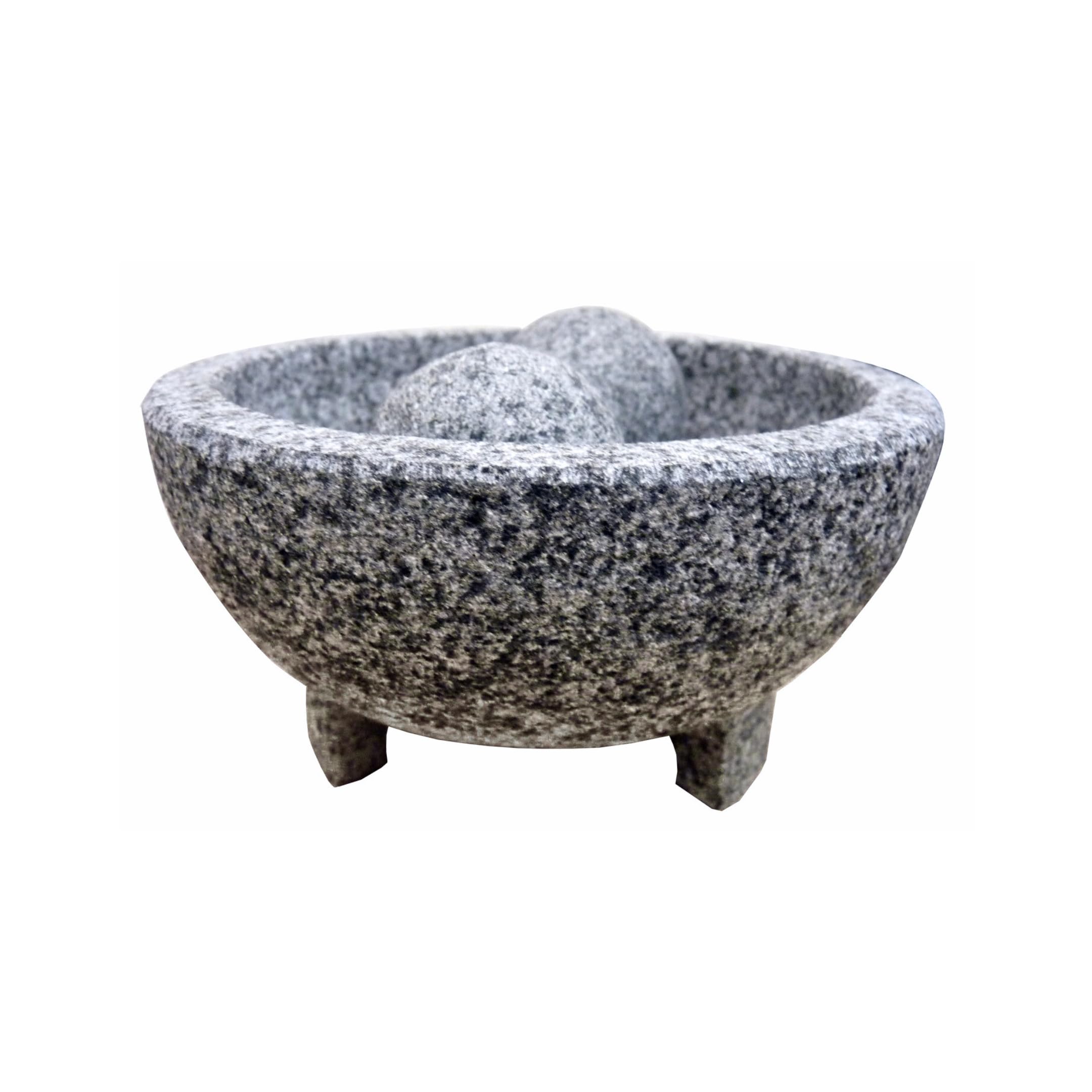IMUSA USA 6-Inch Gray Granite Molcajete Spice Grinder - Authentic Mexican Mortar & Pestle for Guacamole, Salsa, Herbs & Spices - Perfect for Kitchen, Restaurant & Outdoor Cooking