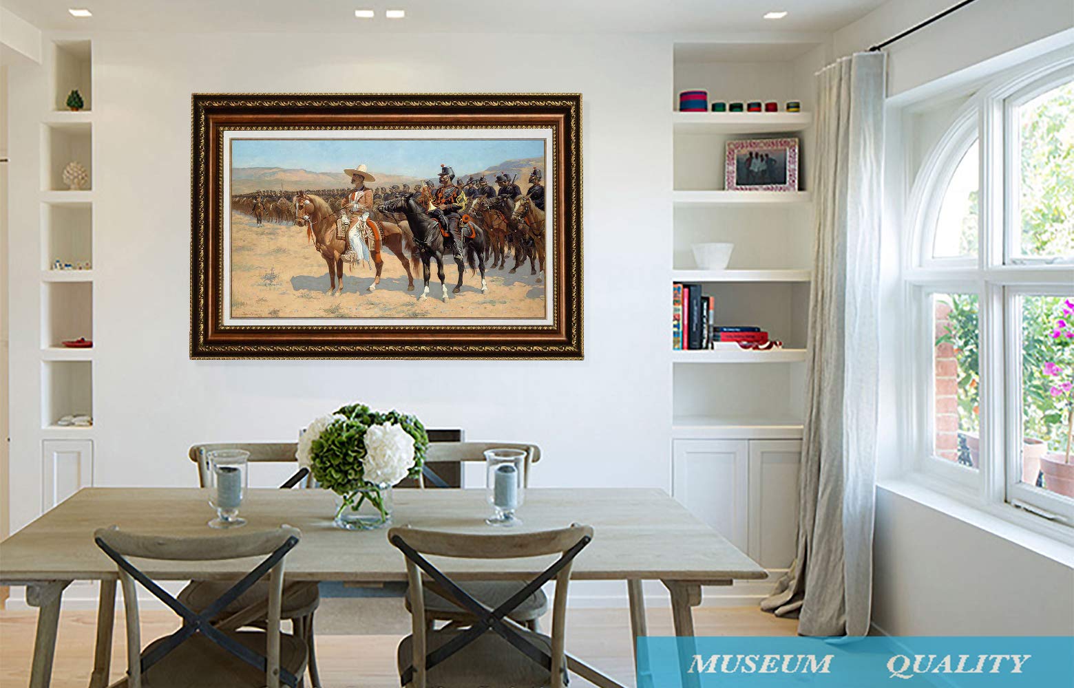 Frederic Remington The Mexican Major Oil Painting Reproduction - Giclee Wall Art Canvas Print Framed 30x22 Inches - Western Art Decor for Living Room, Office & Cowboy Theme