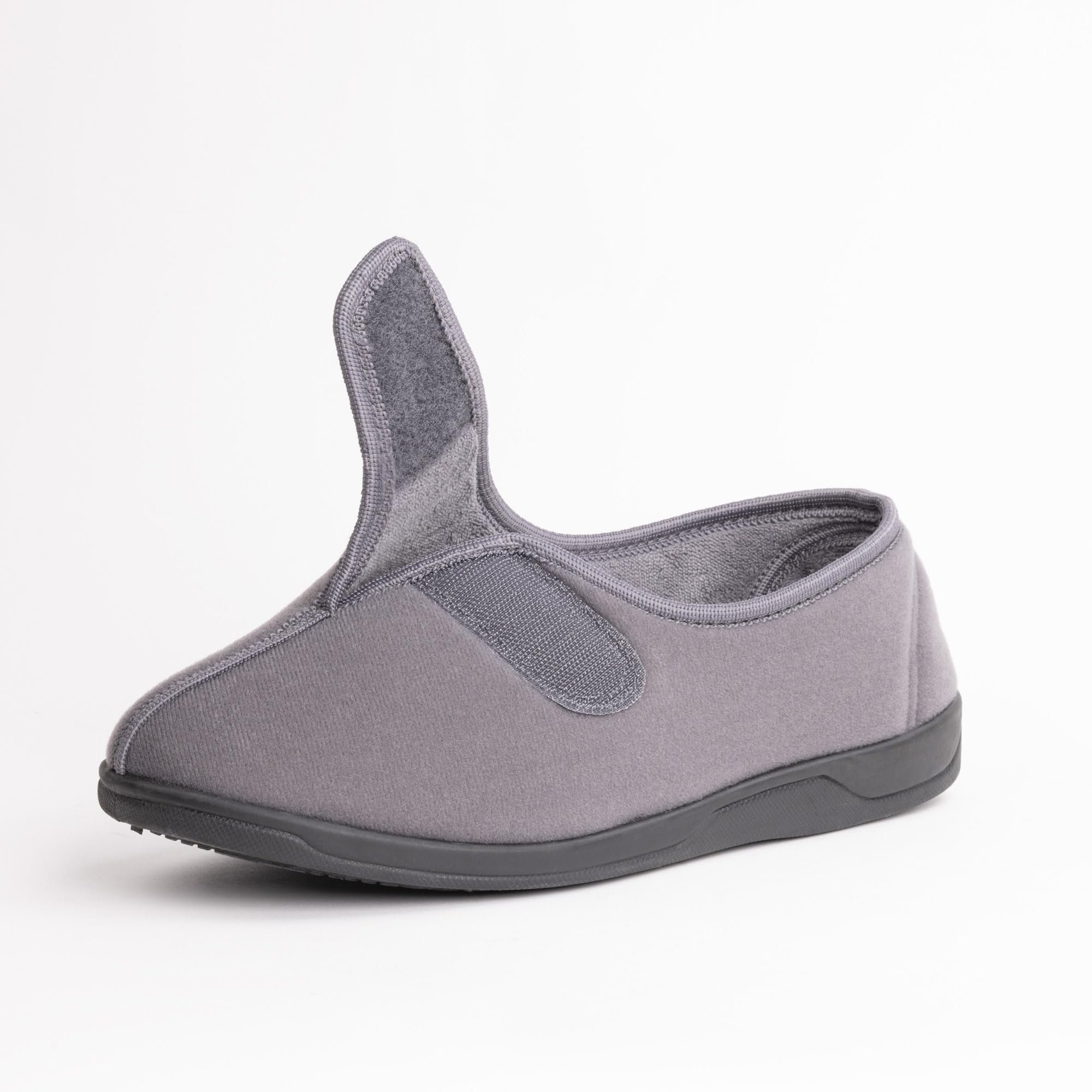 Men's Wide & Extra-Wide Memory Foam Slippers with Adjustable Closure - 80-Density Orthopedic House Shoes for Arthritis & Edema Relief - Plush Fleece Lined, Machine Washable, Anti-Slip Sole - Perfect for Indoor/Outdoor Use at Home, Office or Travel
