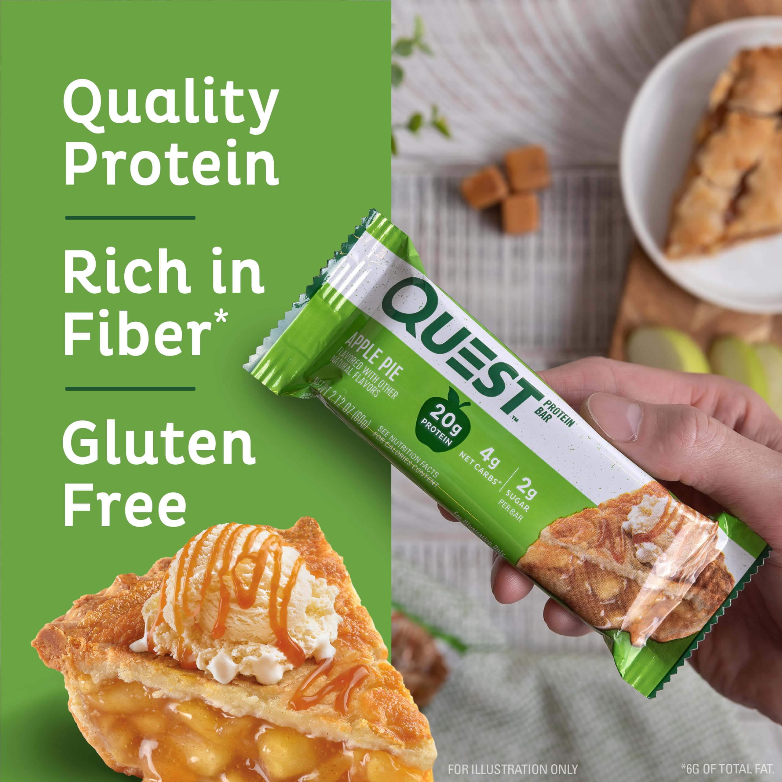 Quest Nutrition Apple Pie & Lemon Cake Protein Bars - 20g Protein, 4g Net Carbs, 2g Sugar, Gluten Free, Keto Friendly (12 Count) - Perfect for Post-Workout Recovery & Low Carb Snacking