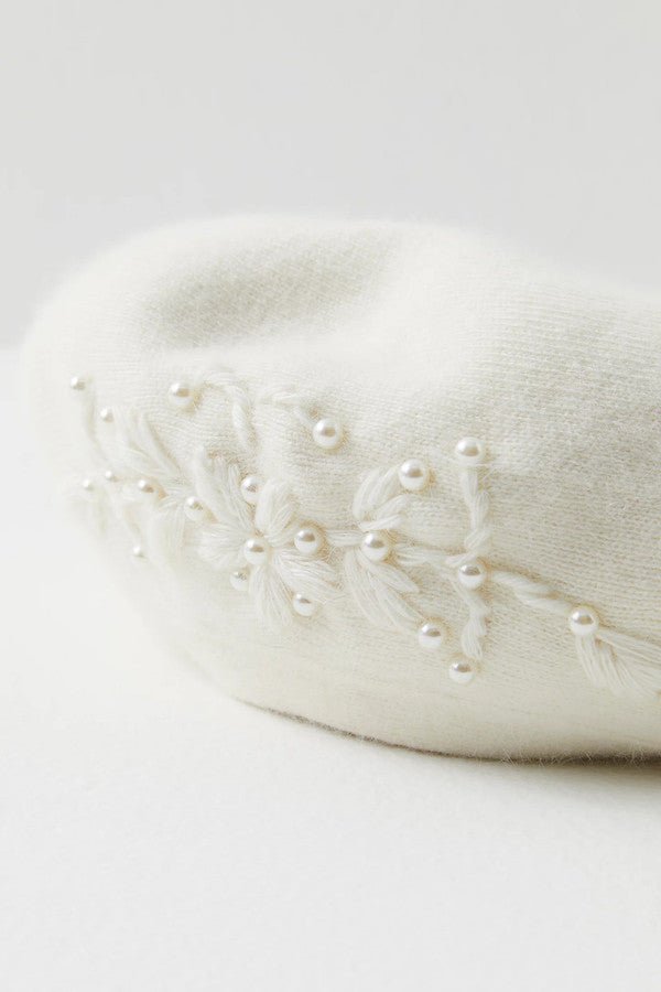 Elegant Pearl Embellished Floral Beret Hat - Vintage Inspired Women's Fashion Headwear for Parties, Weddings & Special Occasions