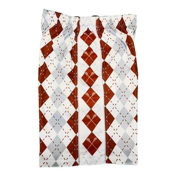 Men's Stylish Maroon & Grey Argyle Pattern Shorts - Comfortable Casual Wear for Golf, Work, and Everyday Outfits