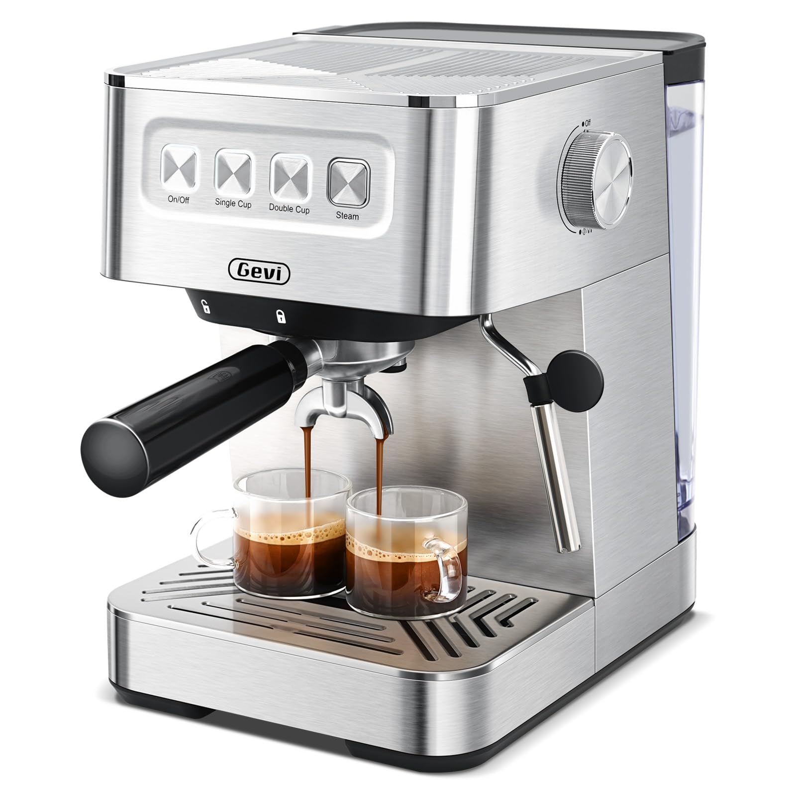 Gevi 20 Bar Espresso Machine with Milk Frother - Compact Super Automatic Coffee Maker for Cappuccino & Latte - Stainless Steel Home Espresso Machine - Perfect Gift for Dad or Mom - Ideal for Home Kitchens, Offices & Coffee Enthusiasts