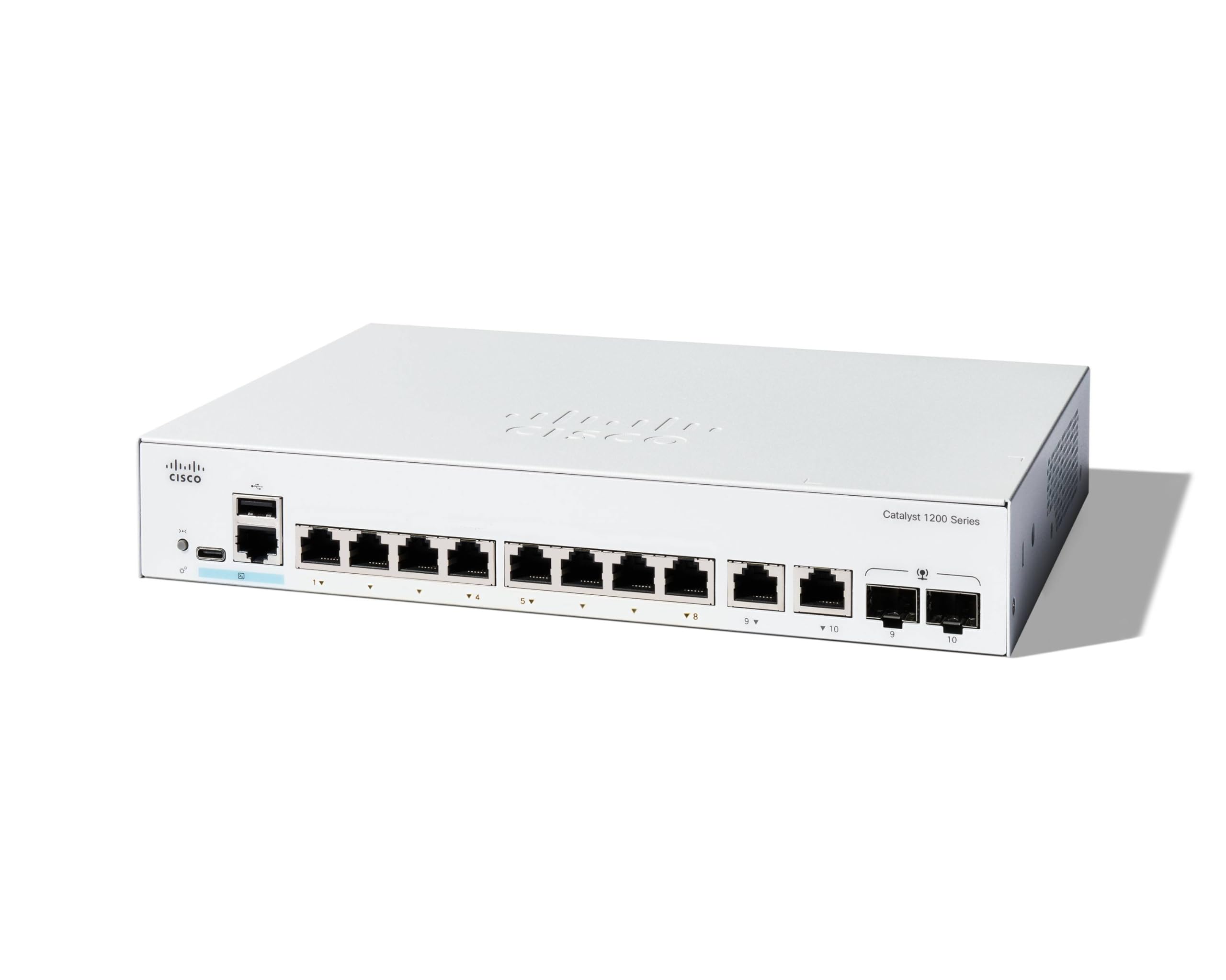 Cisco Catalyst 1200-8T-E-2G 8-Port Gigabit Ethernet Smart Switch with 2x1GE Combo Ports & External Power Supply - Limited Lifetime Protection - Ideal for Small Business Networks & Home Office Setup (C1200-8T-E-2G)