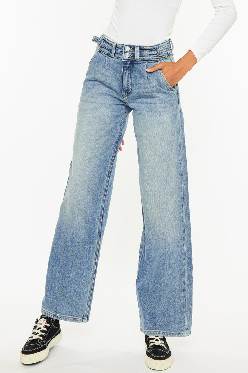 Promise High Rise Wide Leg Jeans for Women - Comfortable Stretchy Denim Pants - Perfect for Casual Wear, Office Outfits & Street Style Fashion