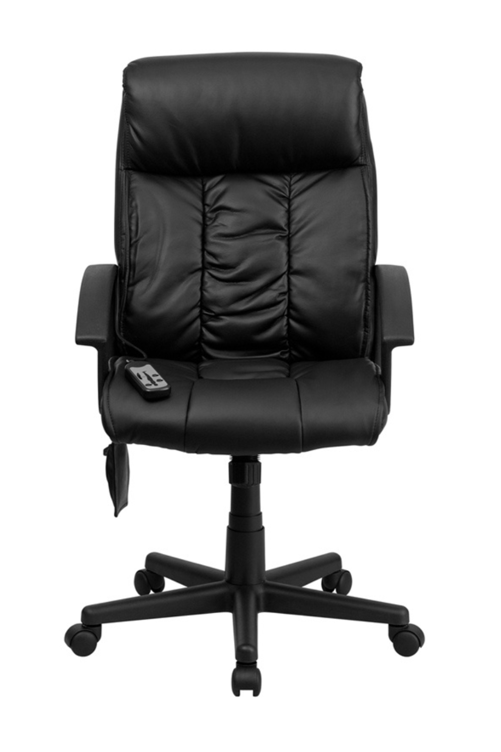 FLASH Sumter High Back Ergonomic Office Chair - Black LeatherSoft Executive Swivel Chair with Lumbar Massage, Side Remote Pocket & Adjustable Arms - Perfect for Home Office, Gaming & Workspace Comfort