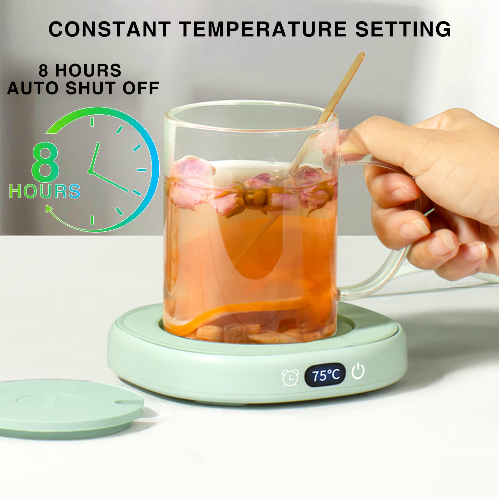 Coffee Mug Warmer for Desk - 3 Temperature Settings & Auto Shut Off - Cute Electric Cup Warmer for Coffee, Tea & Hot Drinks - Perfect for Office, Home & Dorm Use