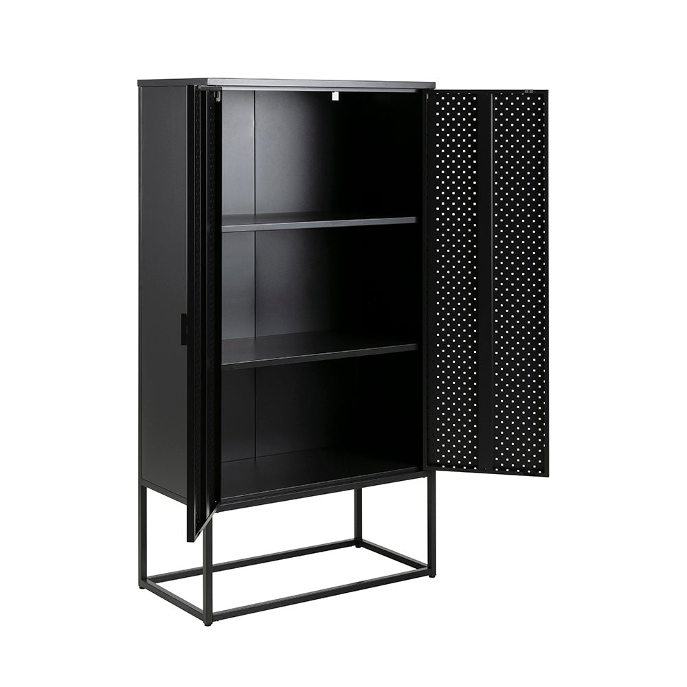 Newton Tall Sideboard Cabinet Unit 80cm Black - Modern Storage Solution for Living Room, Dining Room & Entryway Organization