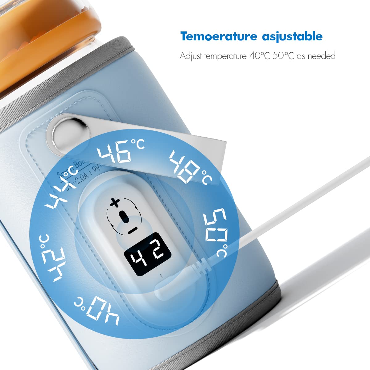 Portable USB Baby Bottle Warmer with LED Display - Travel-Friendly Milk Heater for Car, On-the-Go Feeding, Perfect for Road Trips & Outdoor Activities