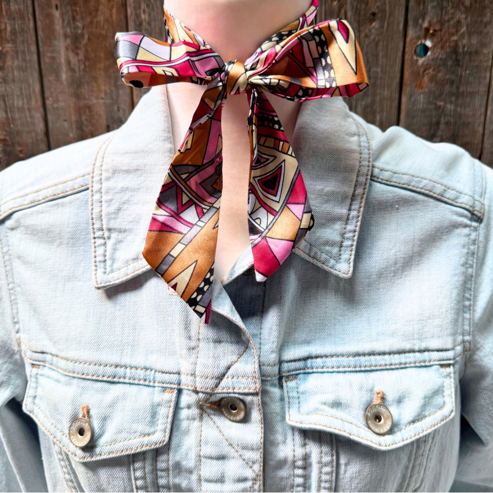 Pink and Brown Western Skinny Mini Wild Rag Scarf - Stylish Cowgirl Necktie for Women | Perfect for Rodeo, Horse Riding & Western Fashion Outfits #TW330