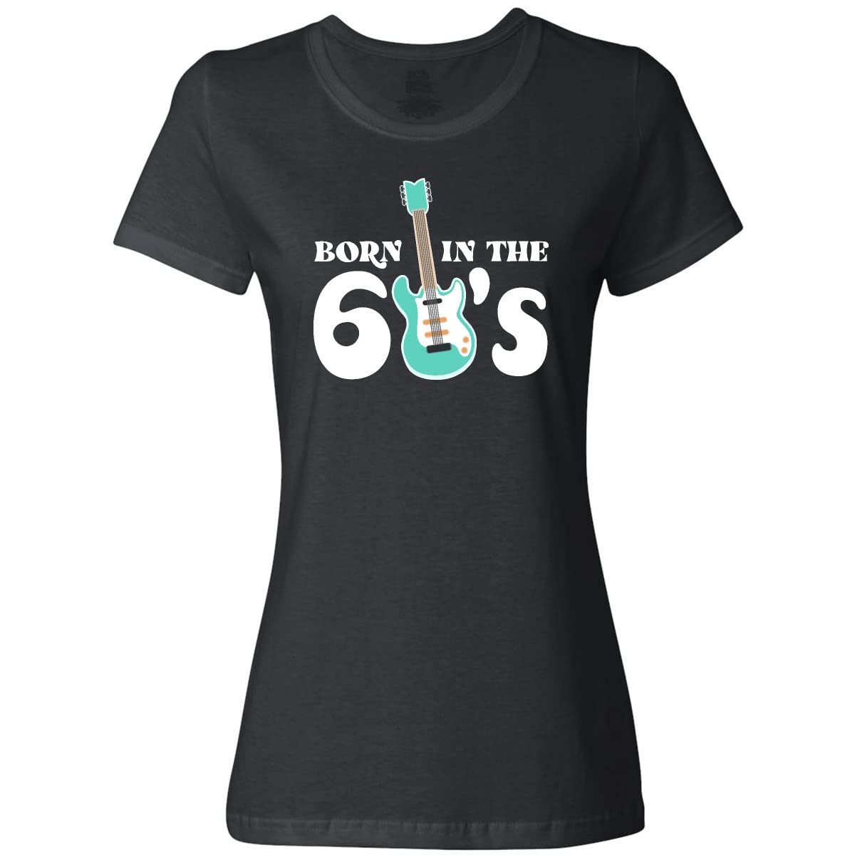 Inktastic Vintage 1960s Blue Electric Guitar Graphic Women's T-Shirt - Retro Music Lover Gift for Concerts & Casual Wear
