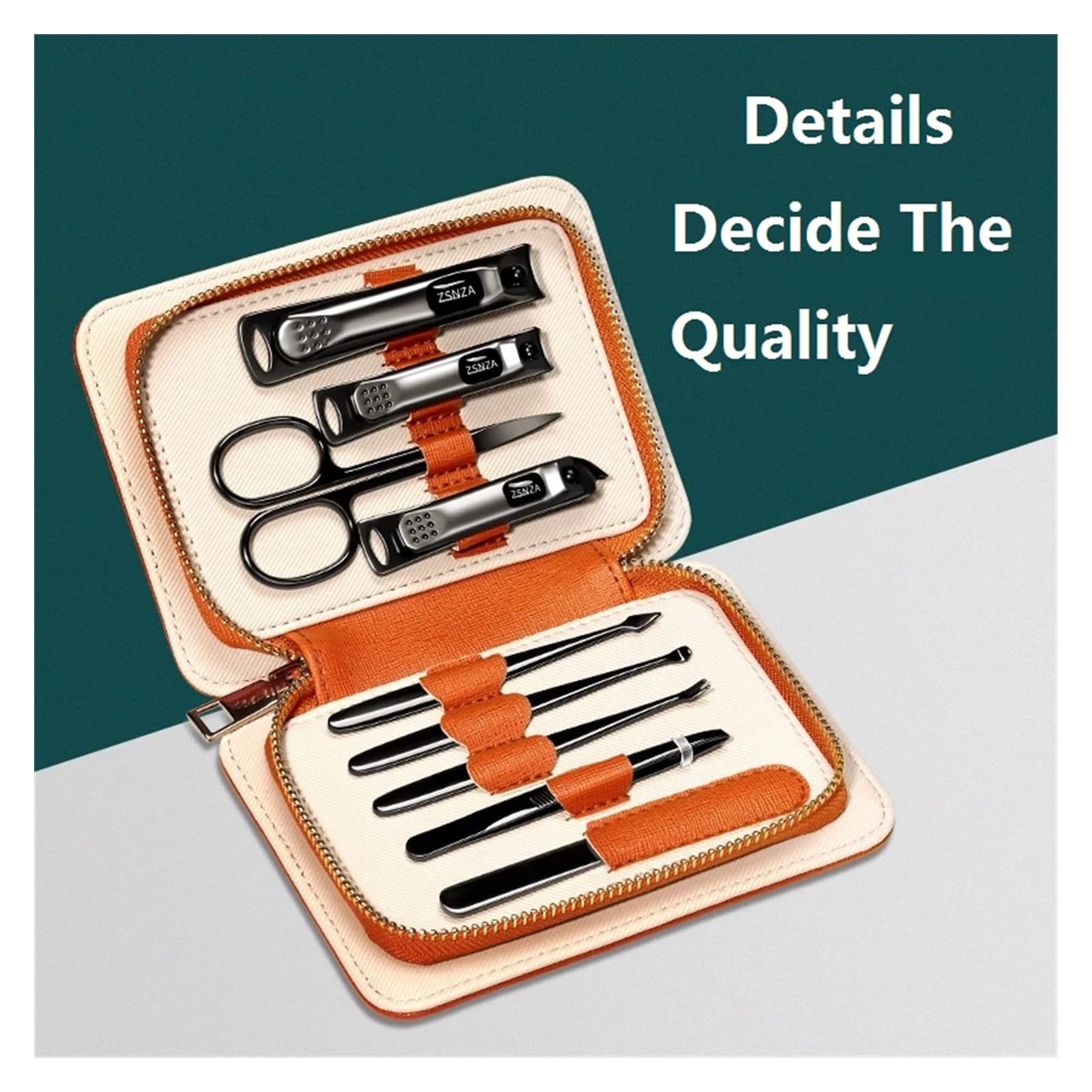 Professional 9-in-1 Manicure Set - Nail Clippers, Cuticle Nippers, Nail Scissors & Trimming Tools for Perfect Fingernail Care (Orange) - Ideal for Home, Salon & Travel Grooming Kits