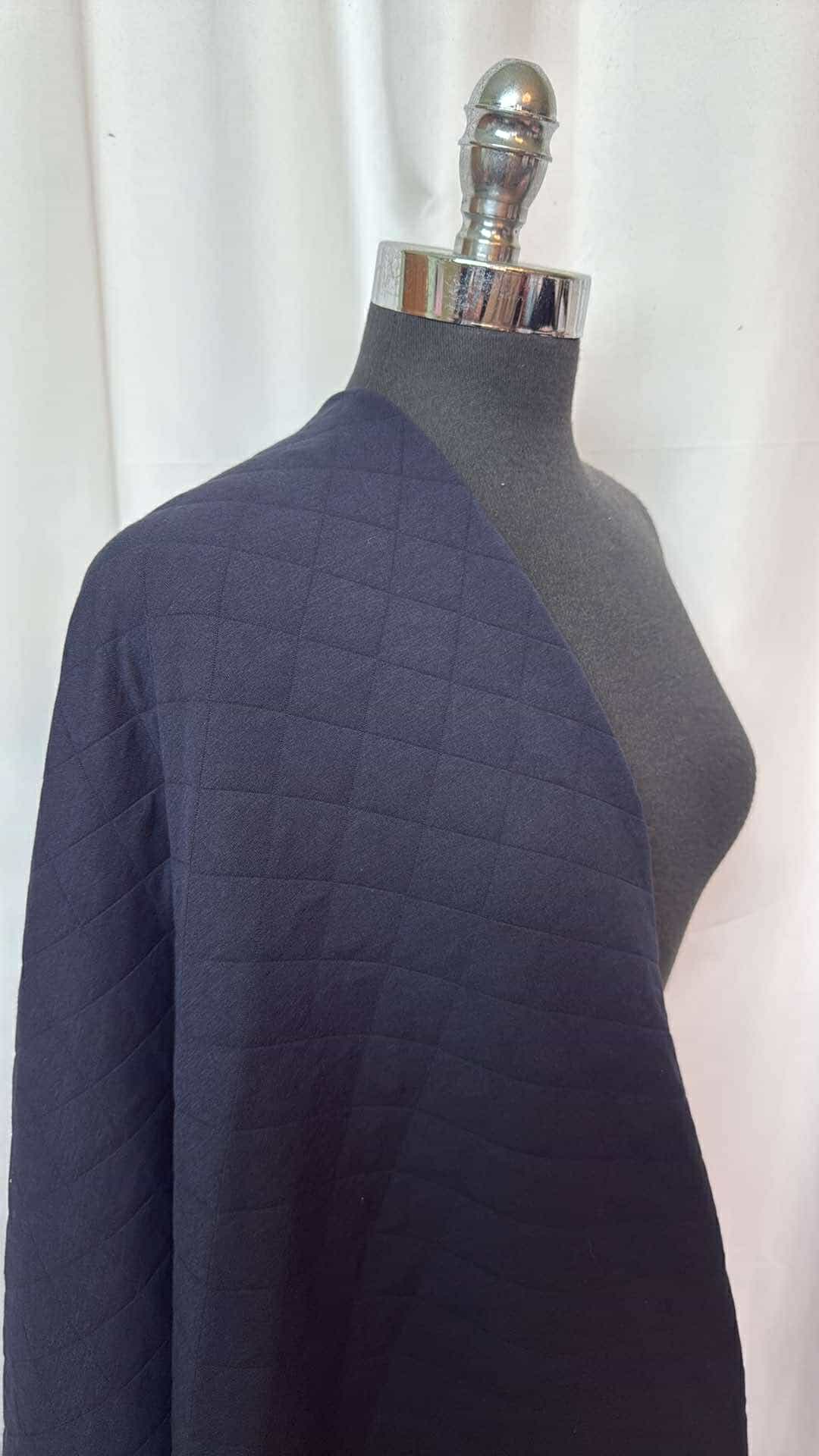 Navy Blue 2-Face Quilted Fabric - 2 Yard Cut - Premium Quality for DIY Sewing Projects, Quilting & Home Decor - Small Flaw on Reverse (See Description) - Perfect for Blankets, Jackets & Crafting