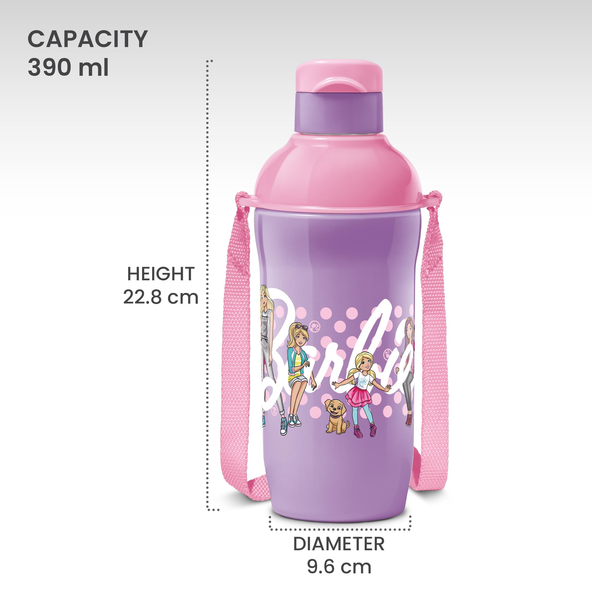 MILTON Steel Barbie 400 Insulated Stainless Steel Kids Water Bottle 390ml - Pink & Purple | PU Insulated for Hot & Cold Drinks | Leak Proof & Easy to Carry | Perfect for School, Travel & Outdoor Activities