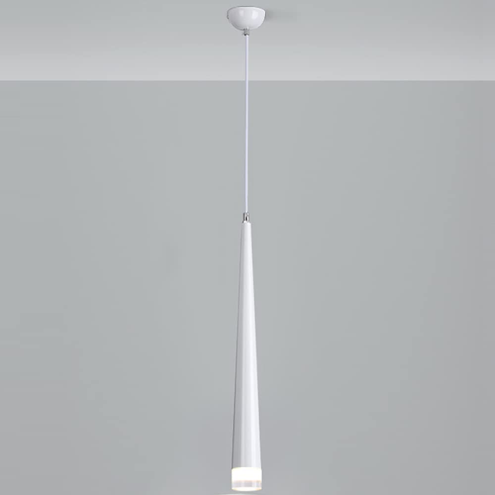 KMYX LED Long Tube Chandelier - Modern Minimalist Pendant Light with Aluminum Cone Shade, 3W White Suspension Lighting for Kitchen Island, Bar Counter, Bedroom & Restaurant | Energy-Efficient Diffused Light Fixture